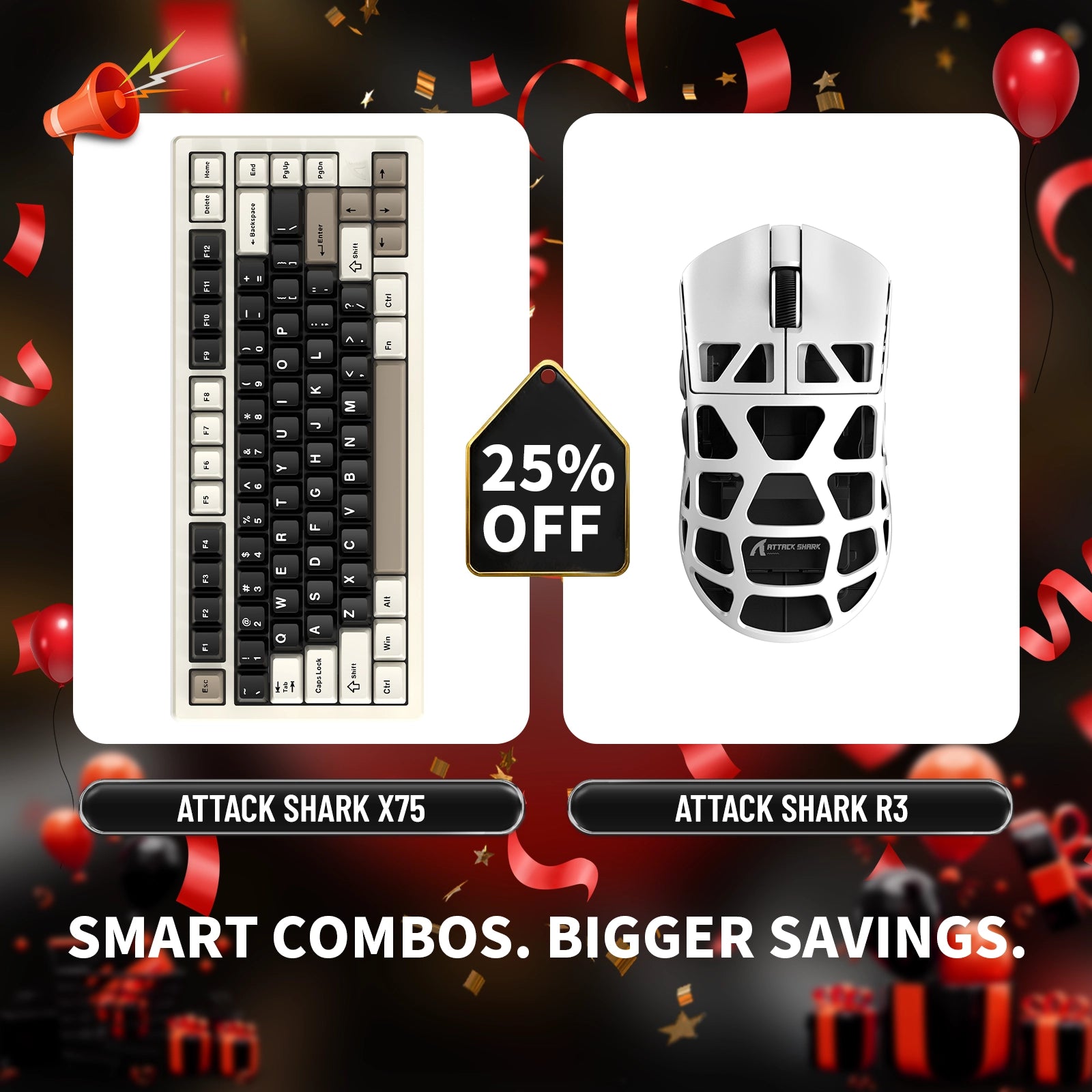 ATTACK SHARK X75 Full Aluminum Keyboard + R3 Magnesium Alloy Gaming Mouse Bundle