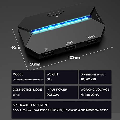 G6L Gaming Converter specifications with RGB lights and USB connections for gaming