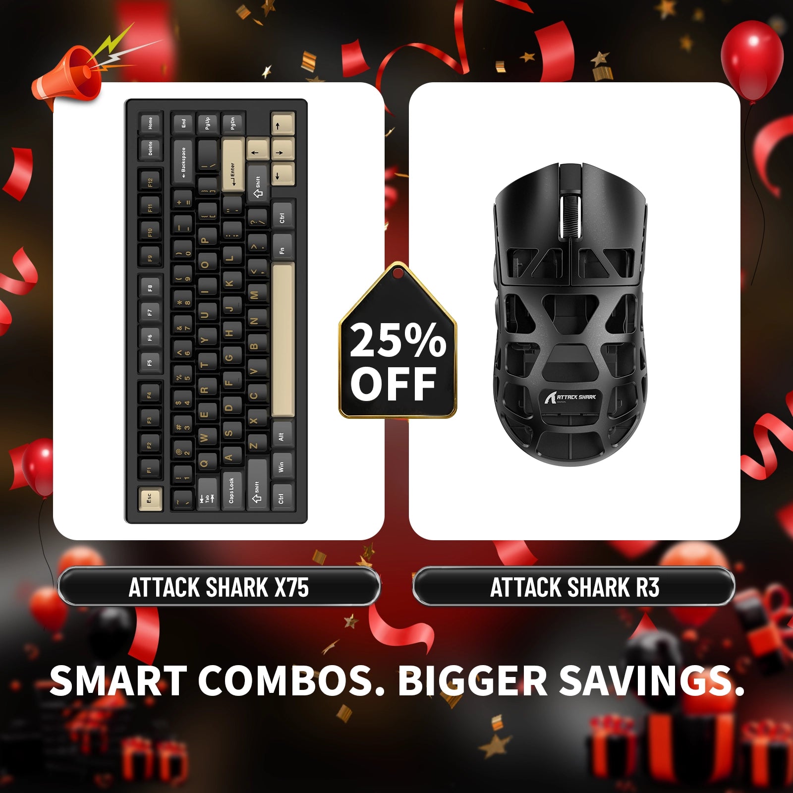 ATTACK SHARK X75 Full Aluminum Keyboard + R3 Magnesium Alloy Gaming Mouse Bundle