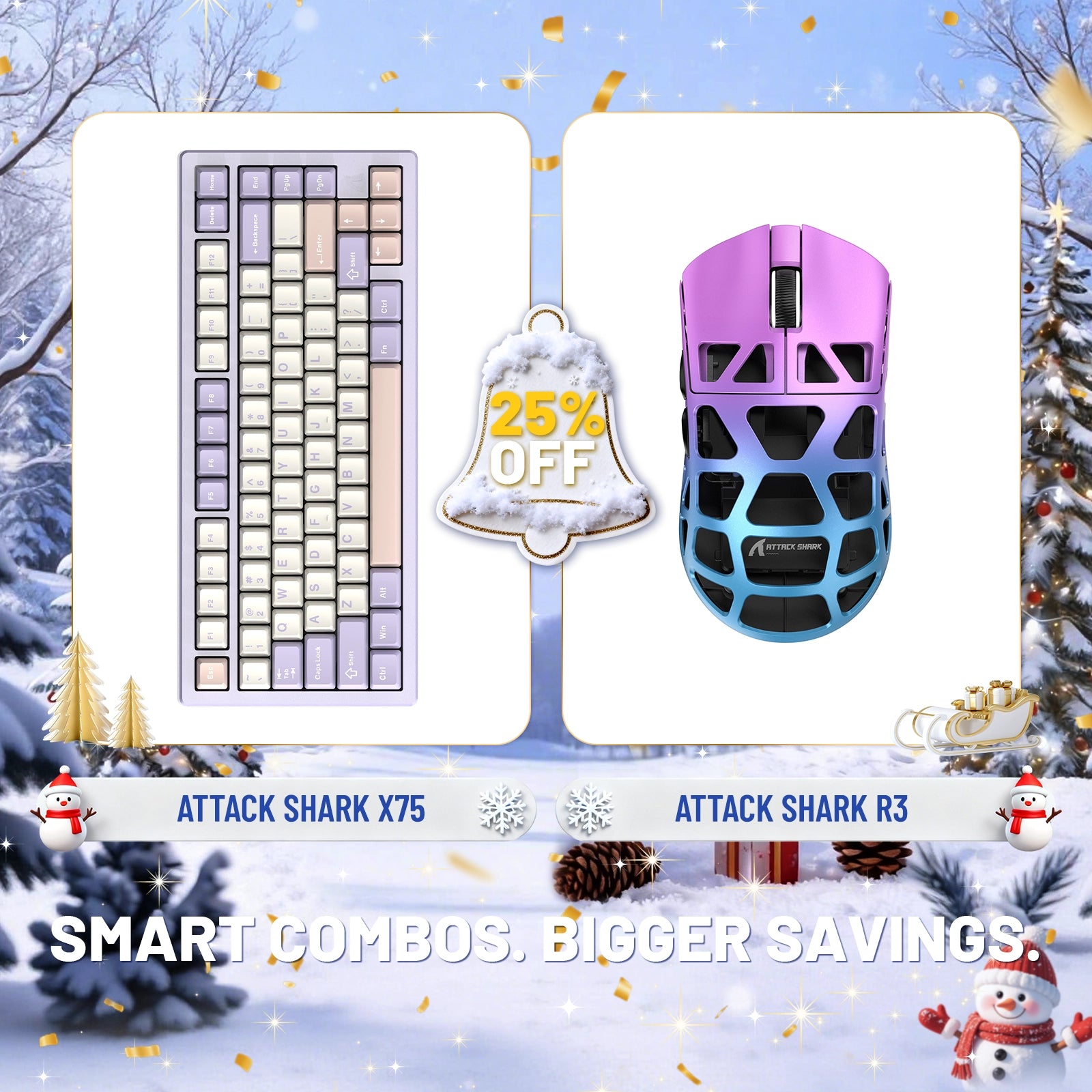 ATTACK SHARK X75 Full Aluminum Keyboard + R3 Magnesium Alloy Gaming Mouse Bundle