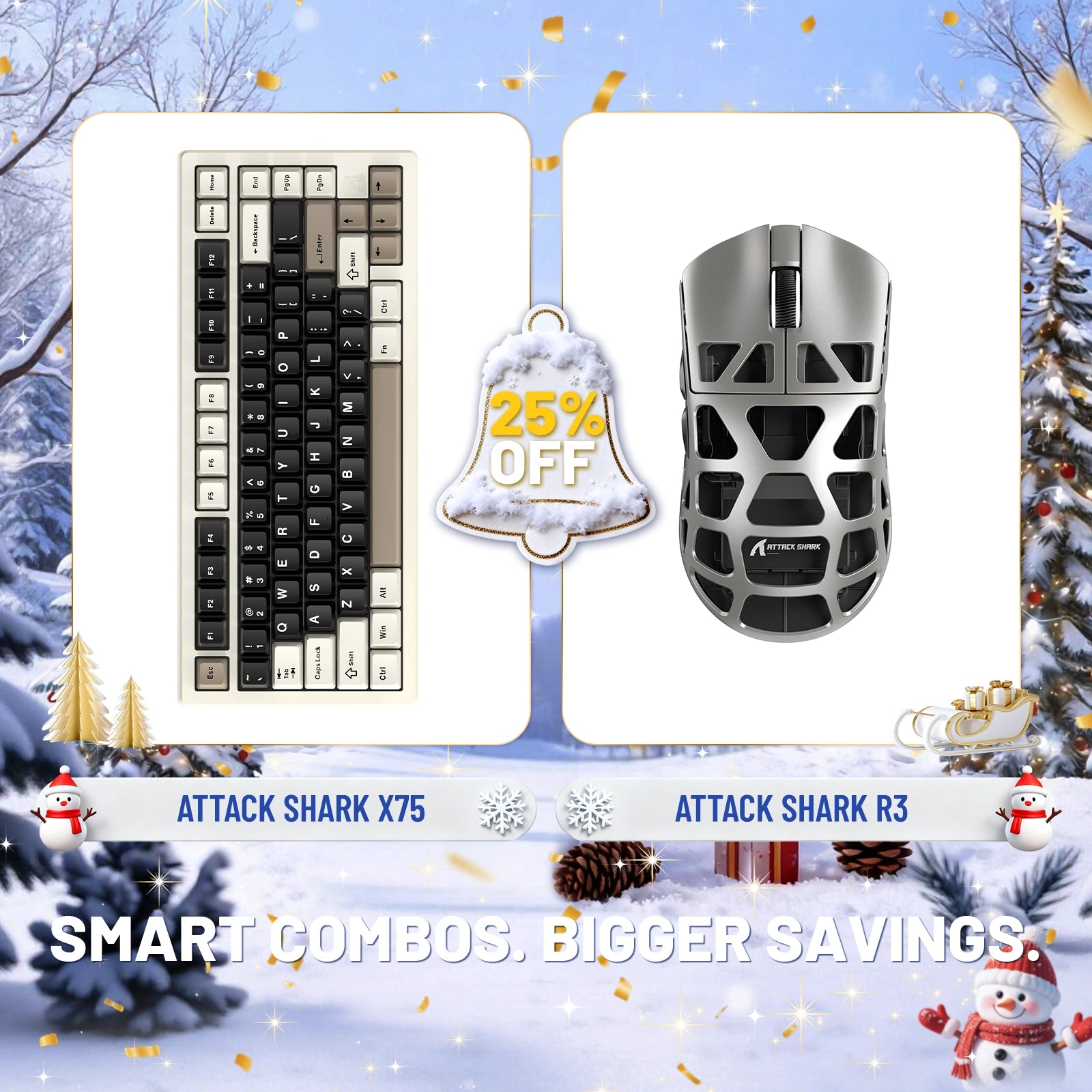 ATTACK SHARK X75 Full Aluminum Keyboard + R3 Magnesium Alloy Gaming Mouse Bundle