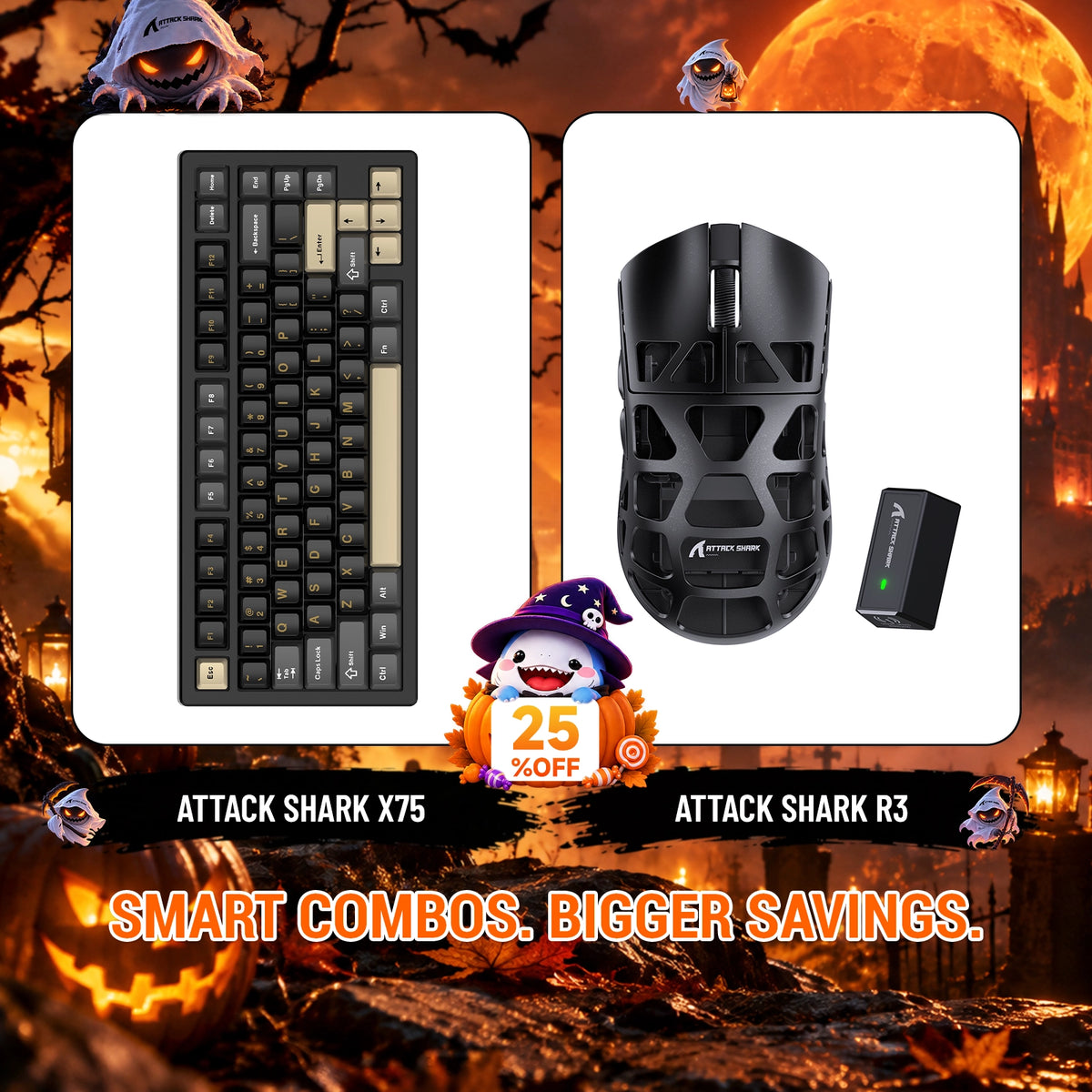 Paquete ATTACK SHARK X75 teclado de aluminio completo + ratón para juegos de aleación de magnesio R3