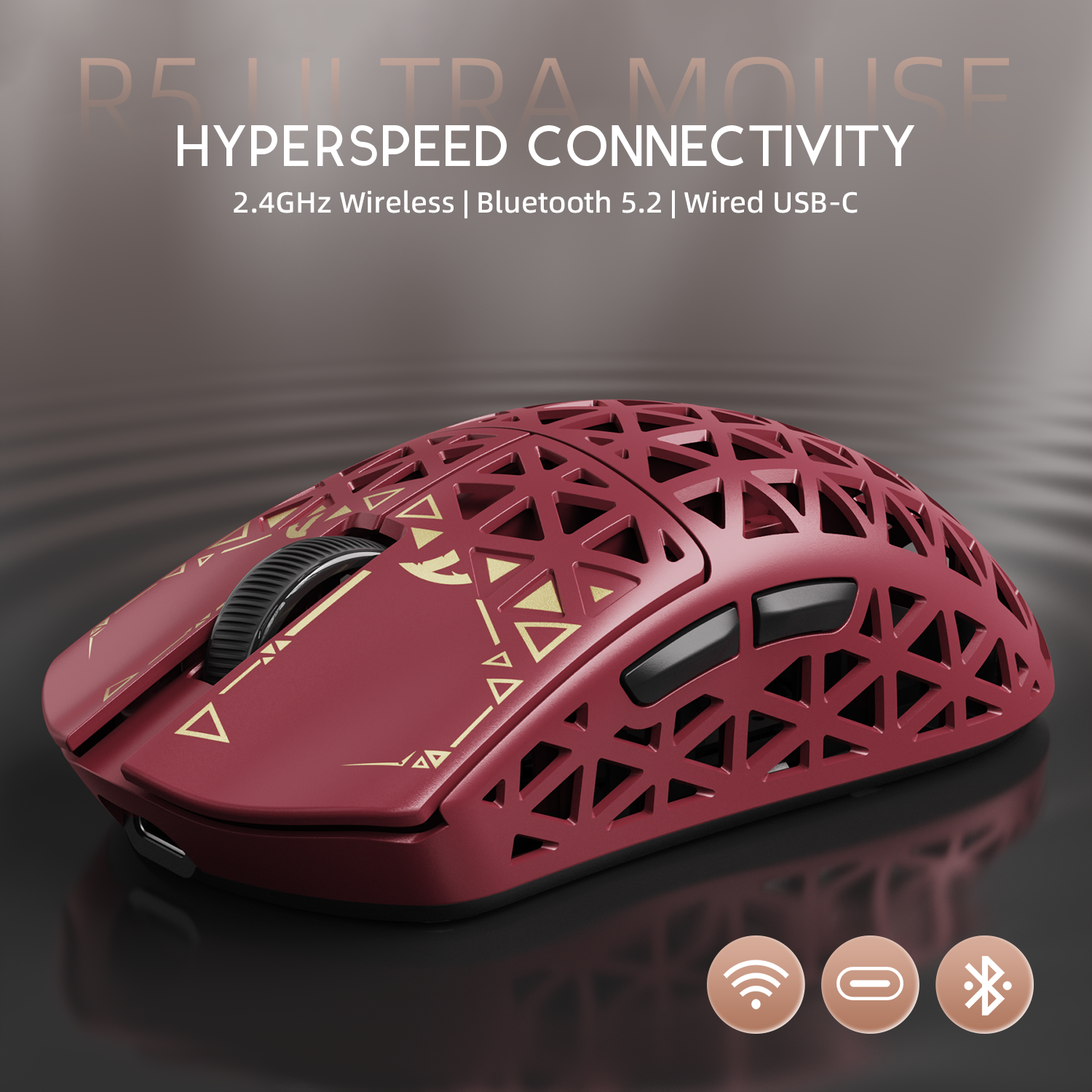 ATTACK SHARK R5 Ultra Carbon Fiber Wireless 8K PAW3950MAX Gaming Mouse with 8K Coiled Cable