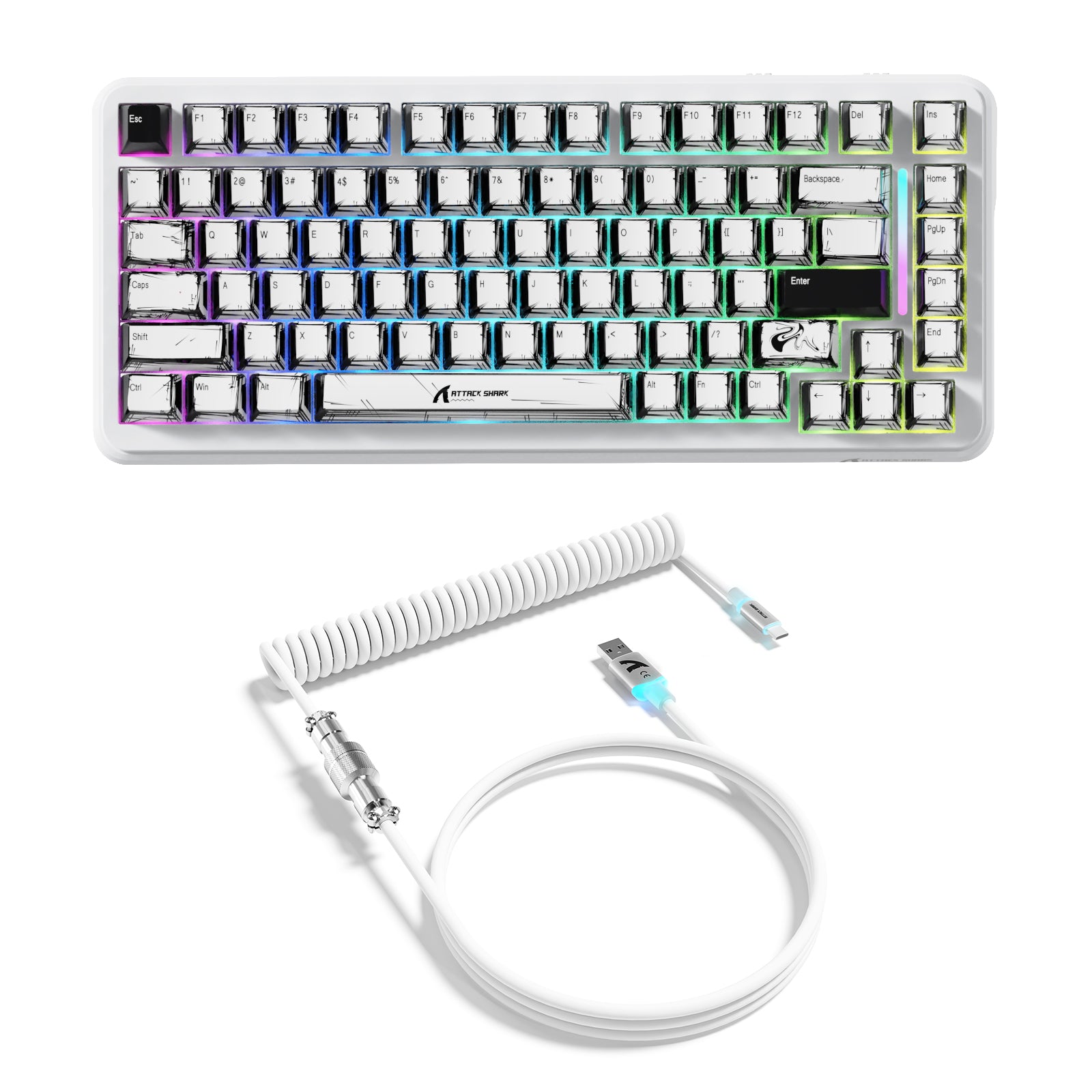 ATTACK SHARK X82PRO HE Magnetic Keyboard With C01Ultra RGB Coiled Cable