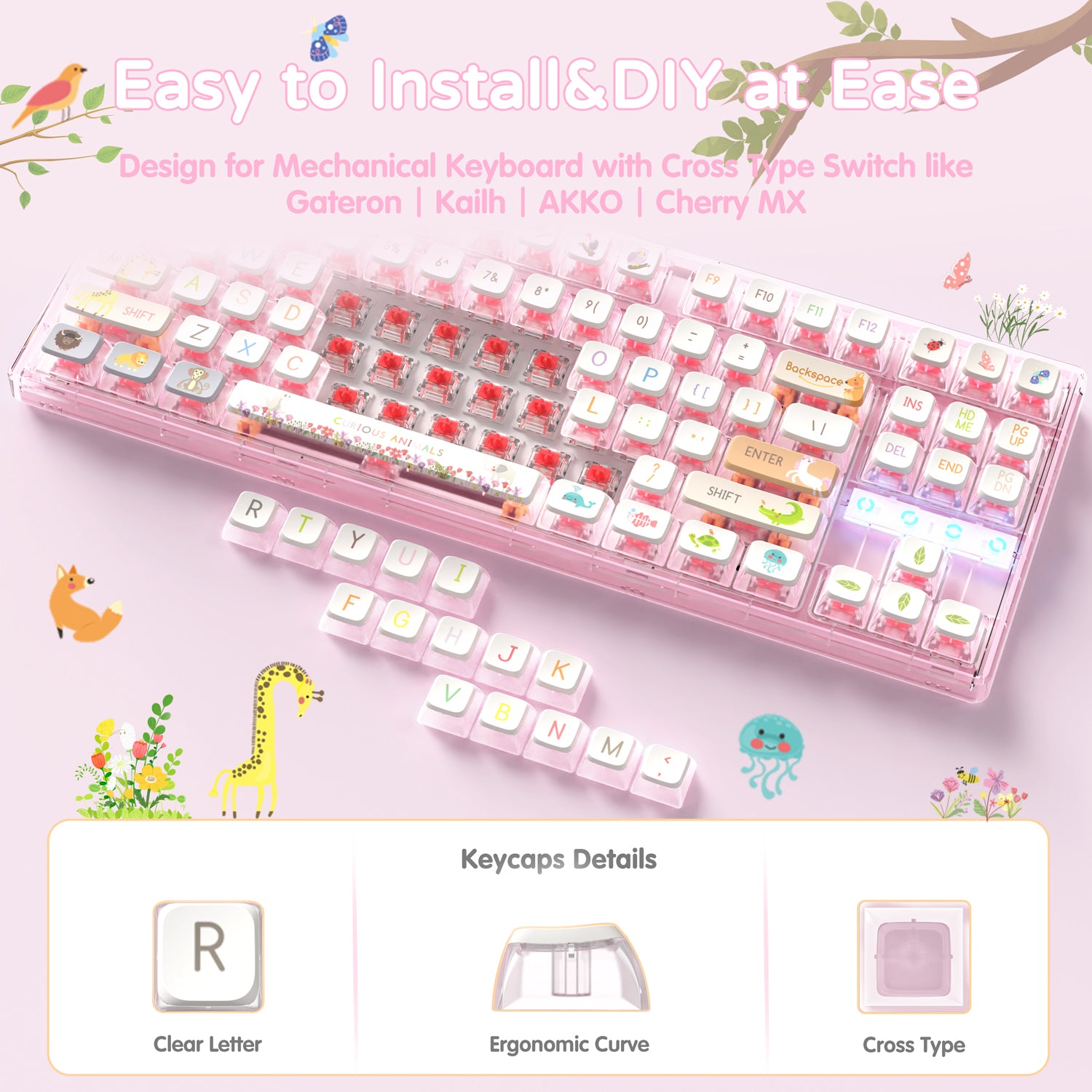 ATTACK SHARK 120 Keys PBT Dye-Sublimation Pudding Keycaps Set