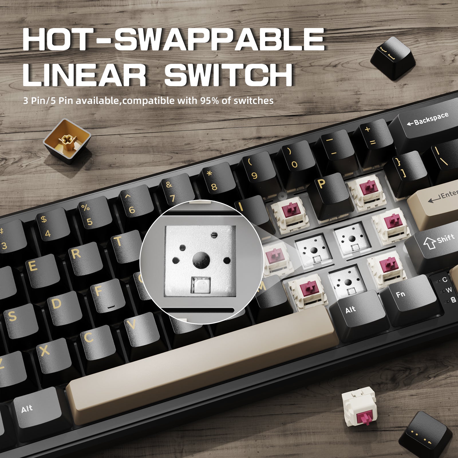 Teclado mecánico inalámbrico ATTACK SHARK X66 con cable en espiral de 8K