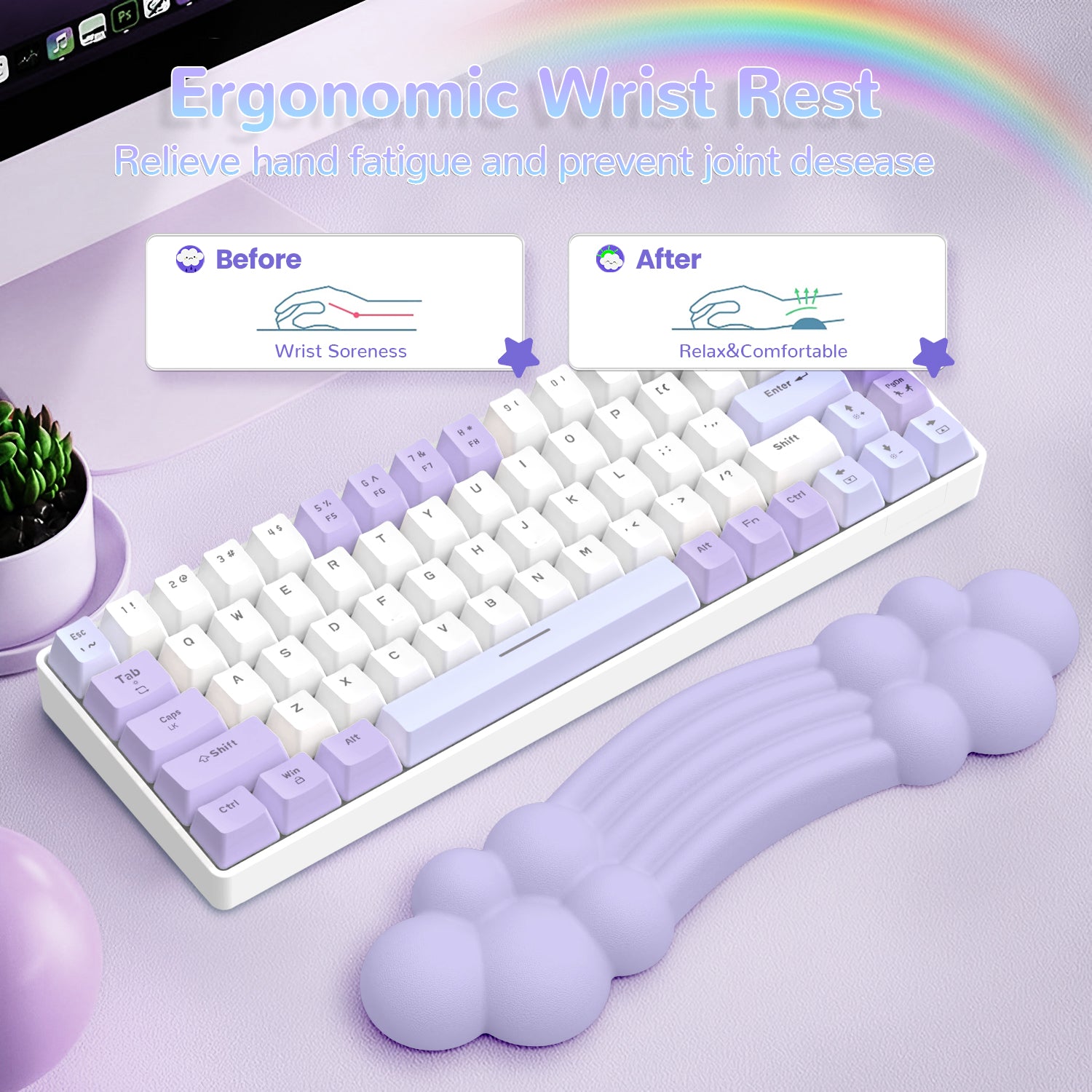 ATTACK SHARK X MAMBASNAKE Rainbow Cloud Keyboard Wrist Rest