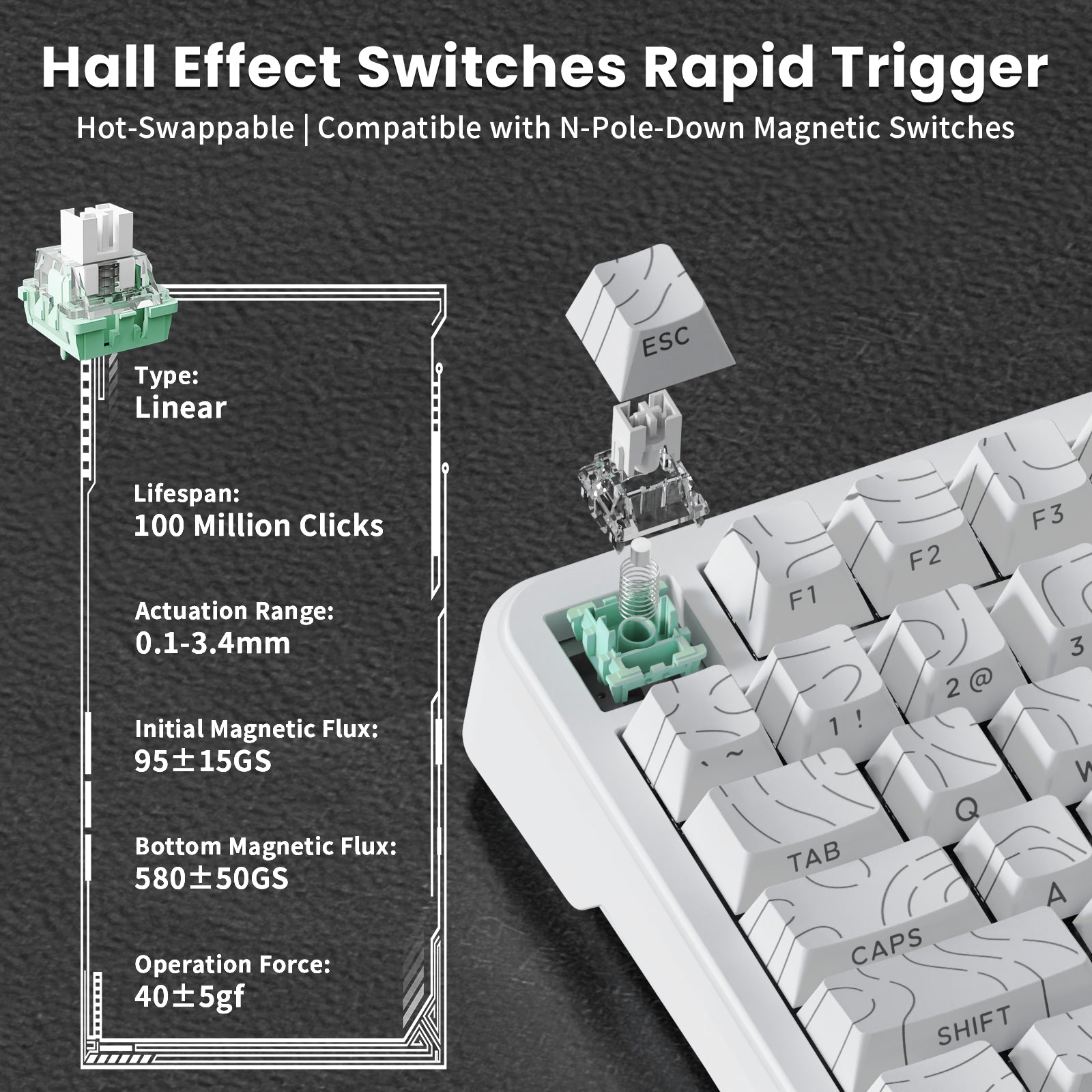 Clavier magnétique ATTACK SHARK X82PRO HE avec câble spiralé C01Ultra RGB