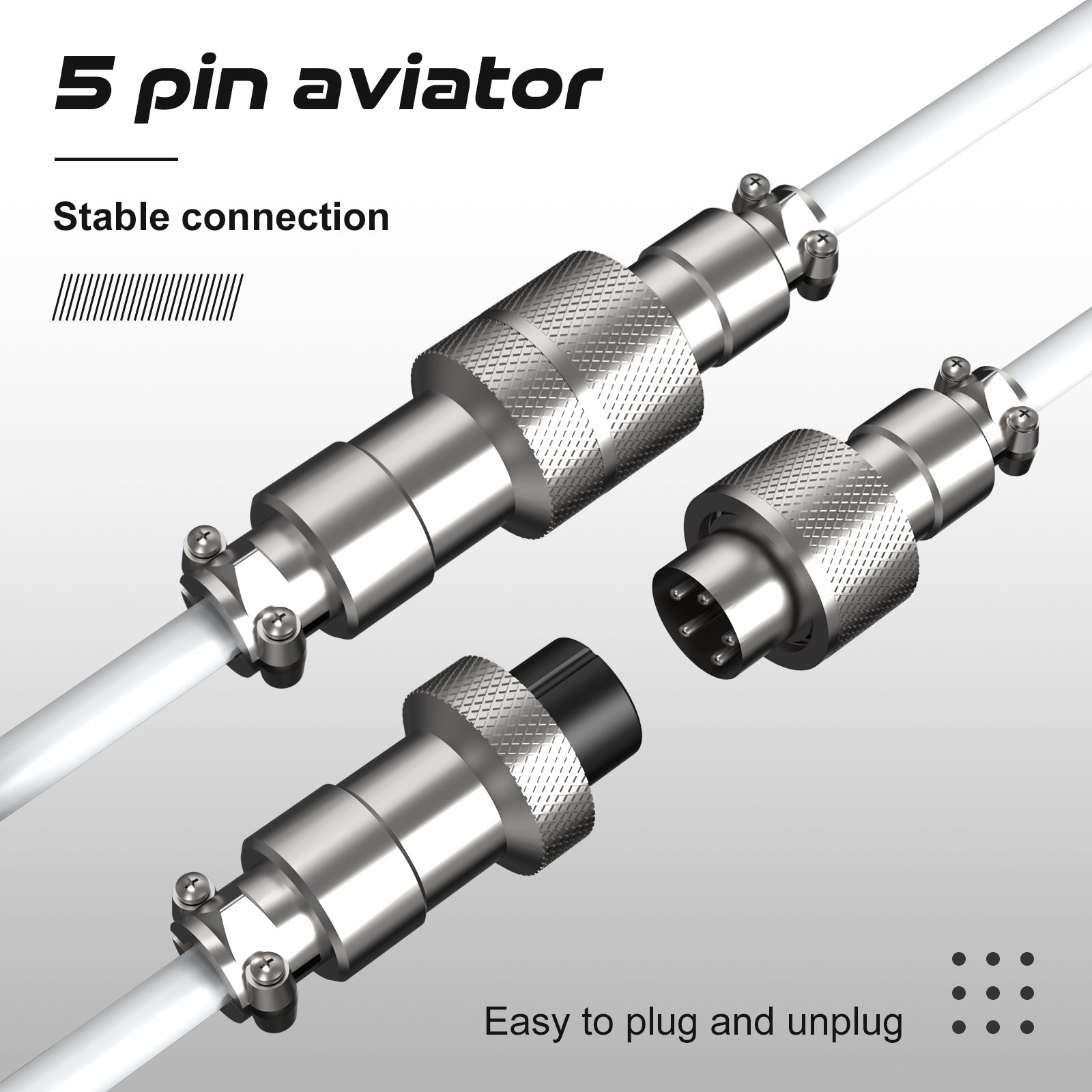 5-pin metal aviation connector for stable USB data transfer and easy plug design.