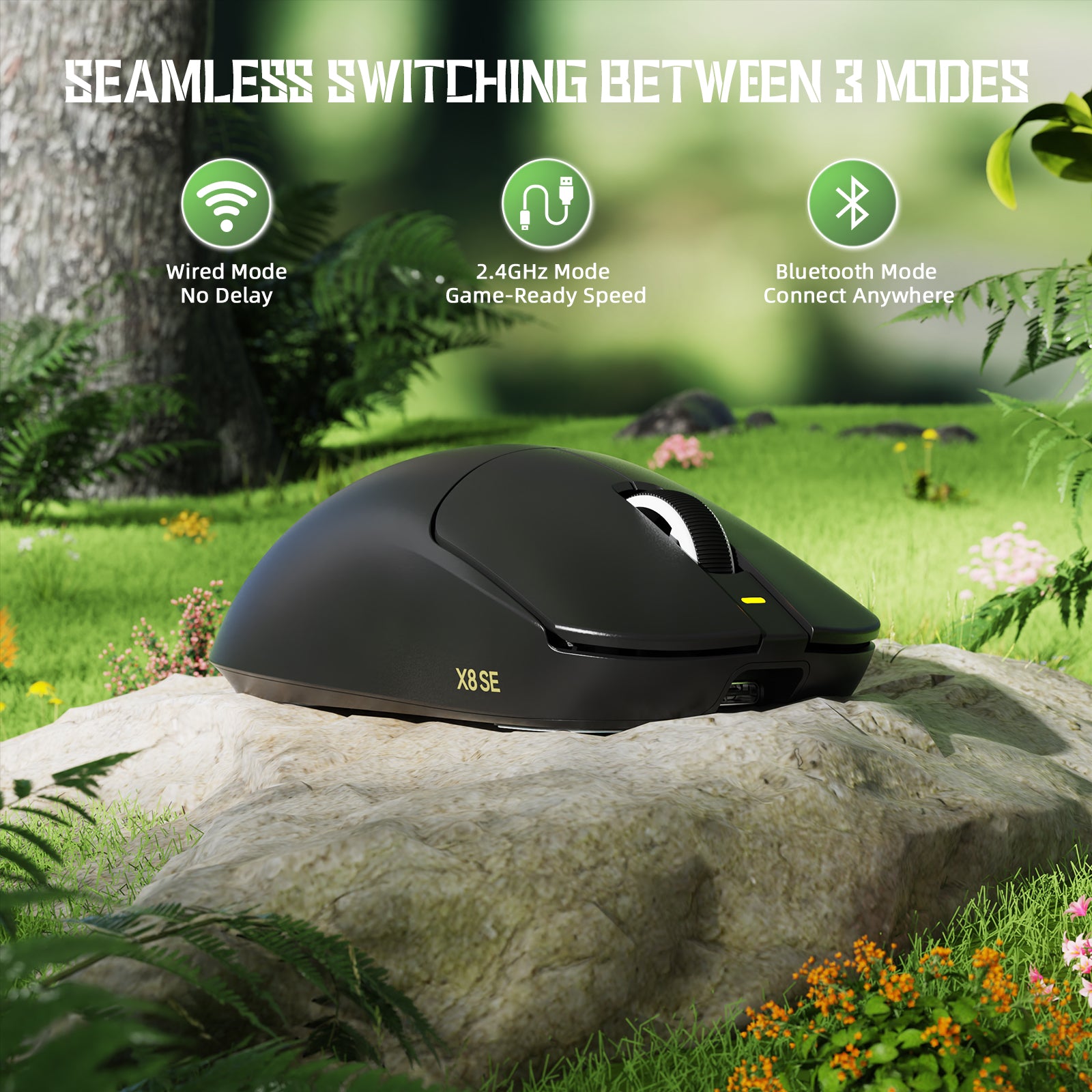 ATTACK SHARK X8SE Kabellose Tri-Mode-Gaming-Maus, 25.000 DPI, ultraleicht