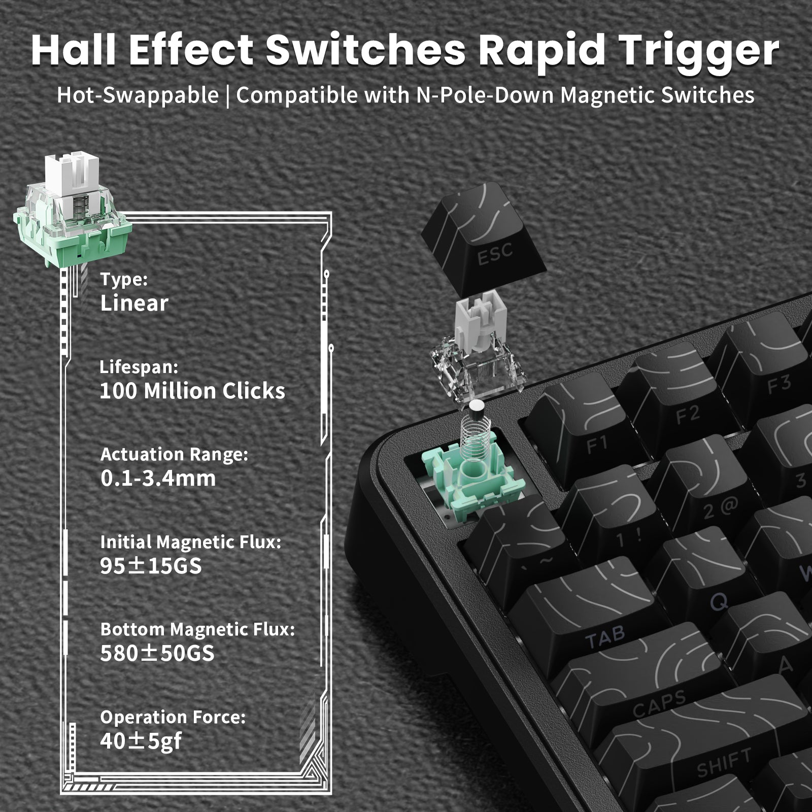 Clavier magnétique ATTACK SHARK X82PRO HE avec câble spiralé C01Ultra RGB
