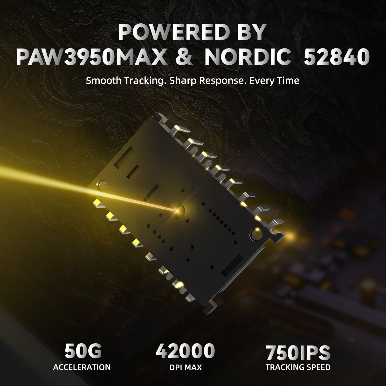 ATTACK SHARK R11 ULTRA mouse sensor: PAW3950MAX, Nordic 52840, 42K DPI, 750 IPS, 50G.