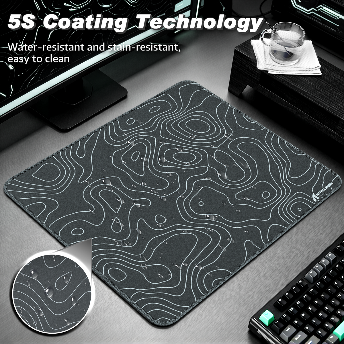 ATTACK SHARK CM02 Tapis de souris eSport (450x400x4 mm)