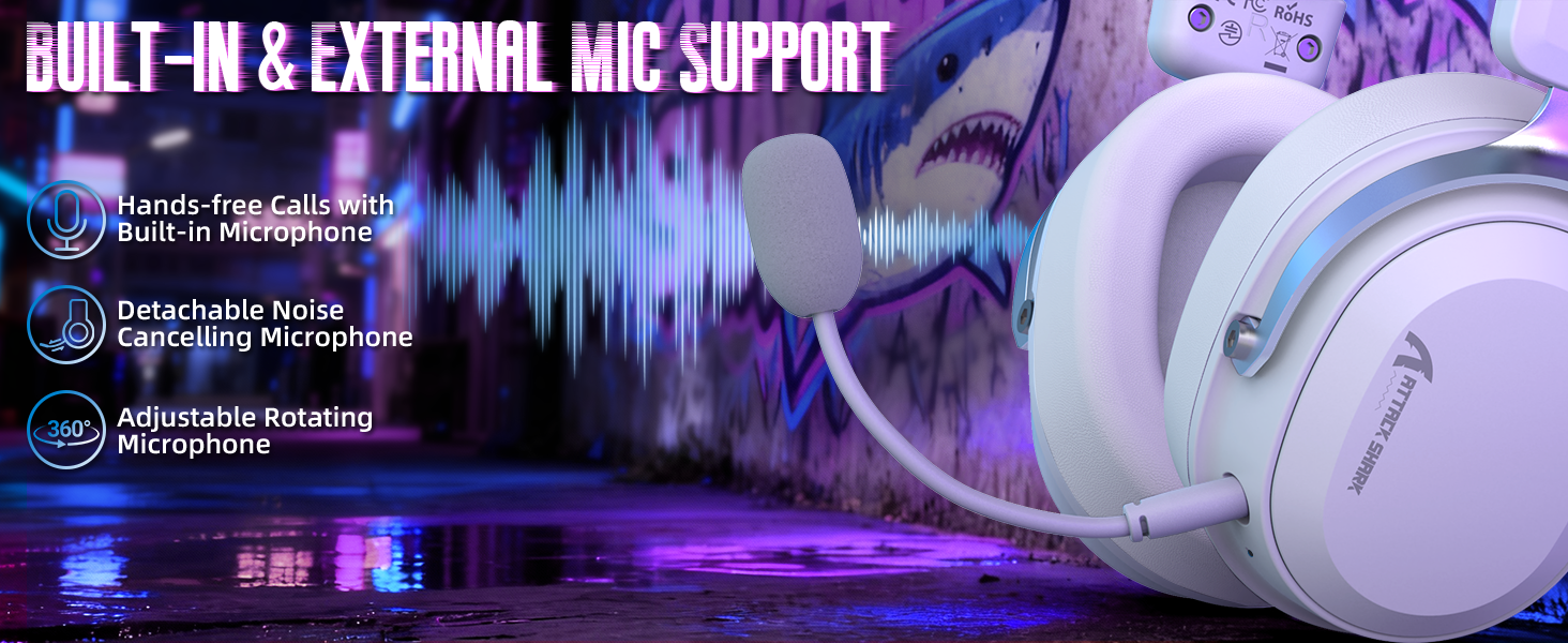 ATTACK SHARK L30 Pro Wireless Gaming Headset with 2.4Ghz/BT/Wired, Long Battery Life with Detachable Microphone 7.1 Surround Sou