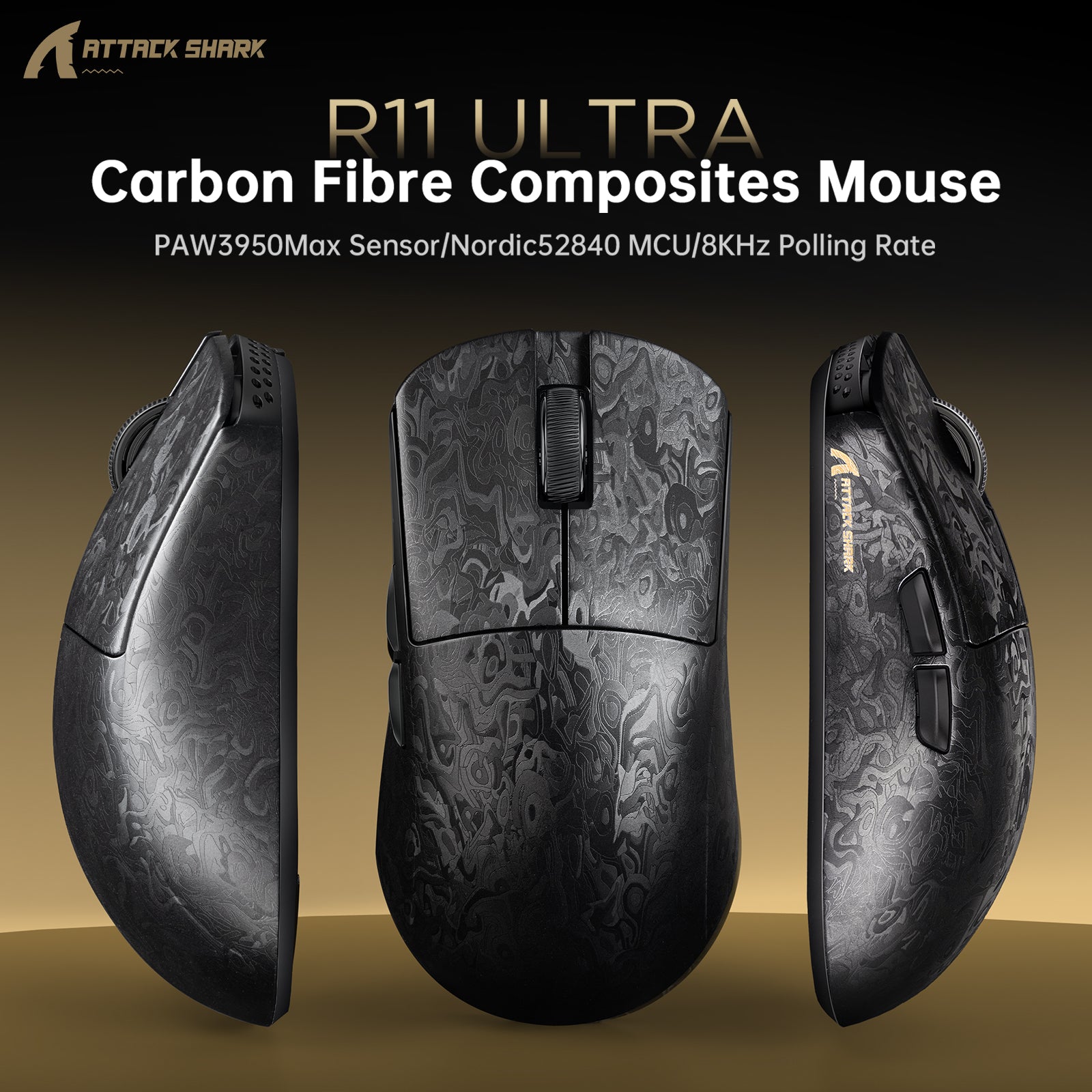 ATTACK SHARK R68 HE & R11 ULTRA カーボンファイバーゲーミングバンドル（C01 ULTRA コイルケーブル付き）