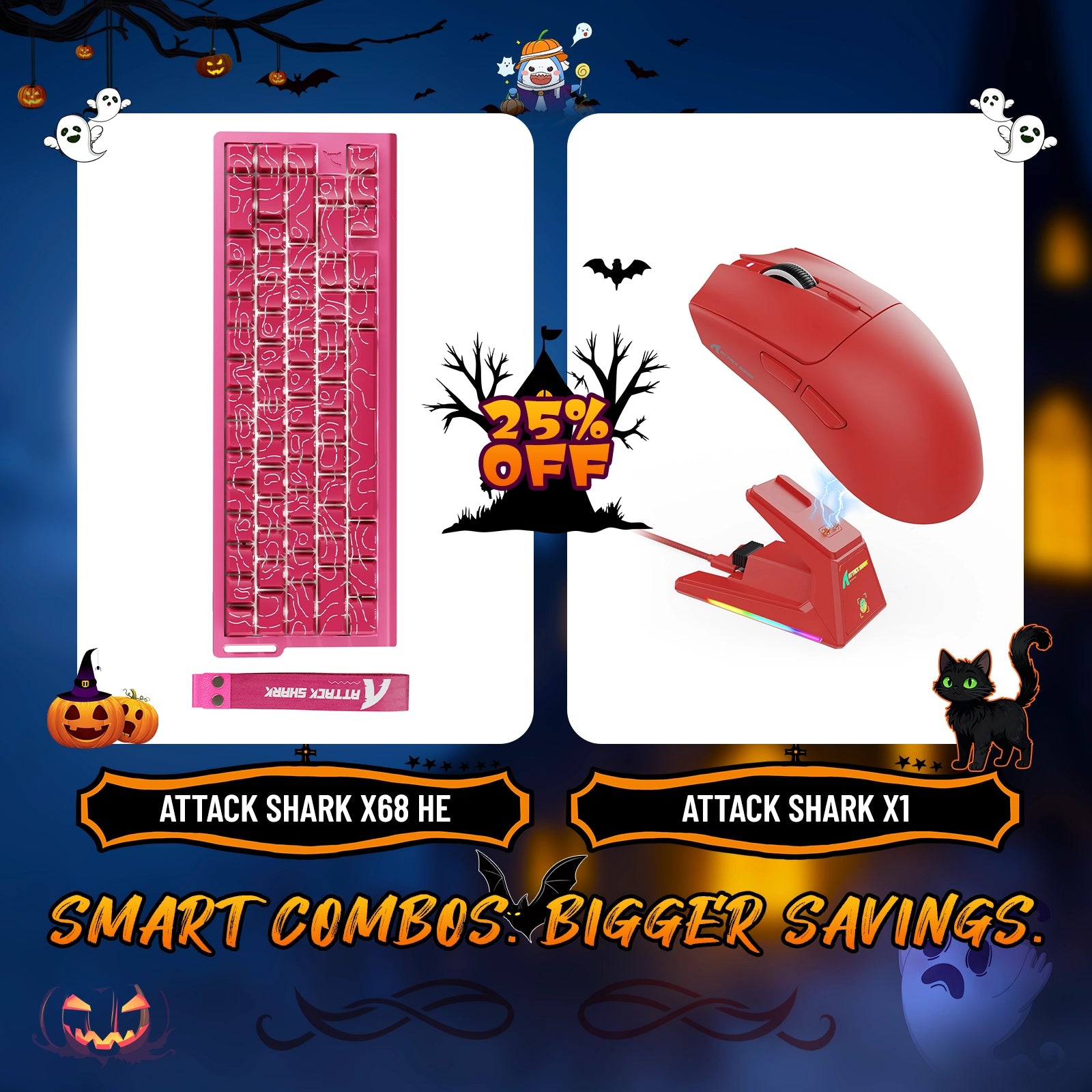 ATTACK SHARK X68HE Rapid Trigger Keyboard + X1 Wireless Gaming Mouse Bundle
