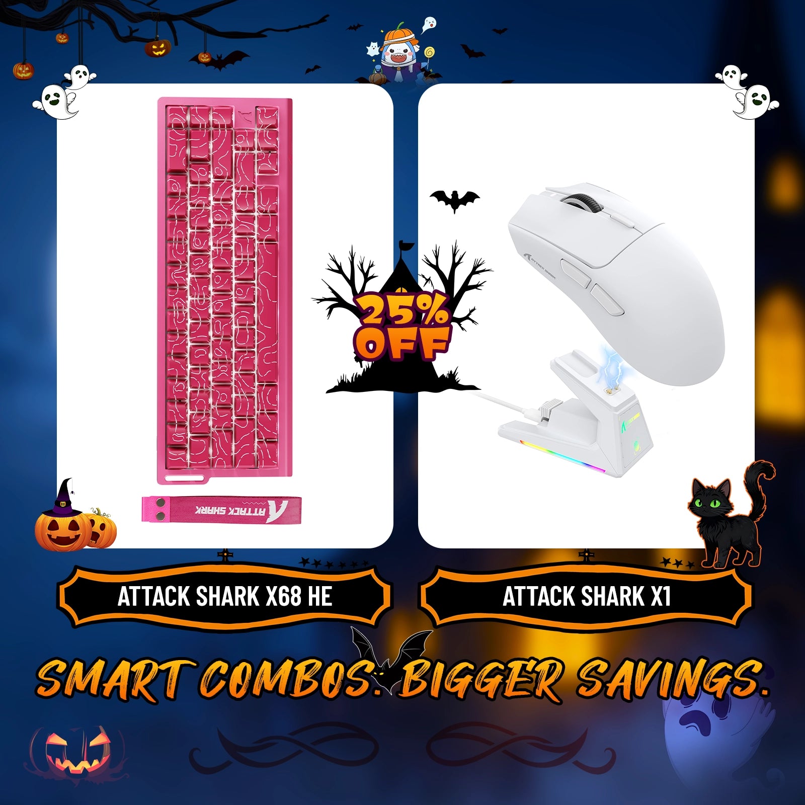 ATTACK SHARK X68HE Rapid Trigger Keyboard + X1 Wireless Gaming Mouse Bundle
