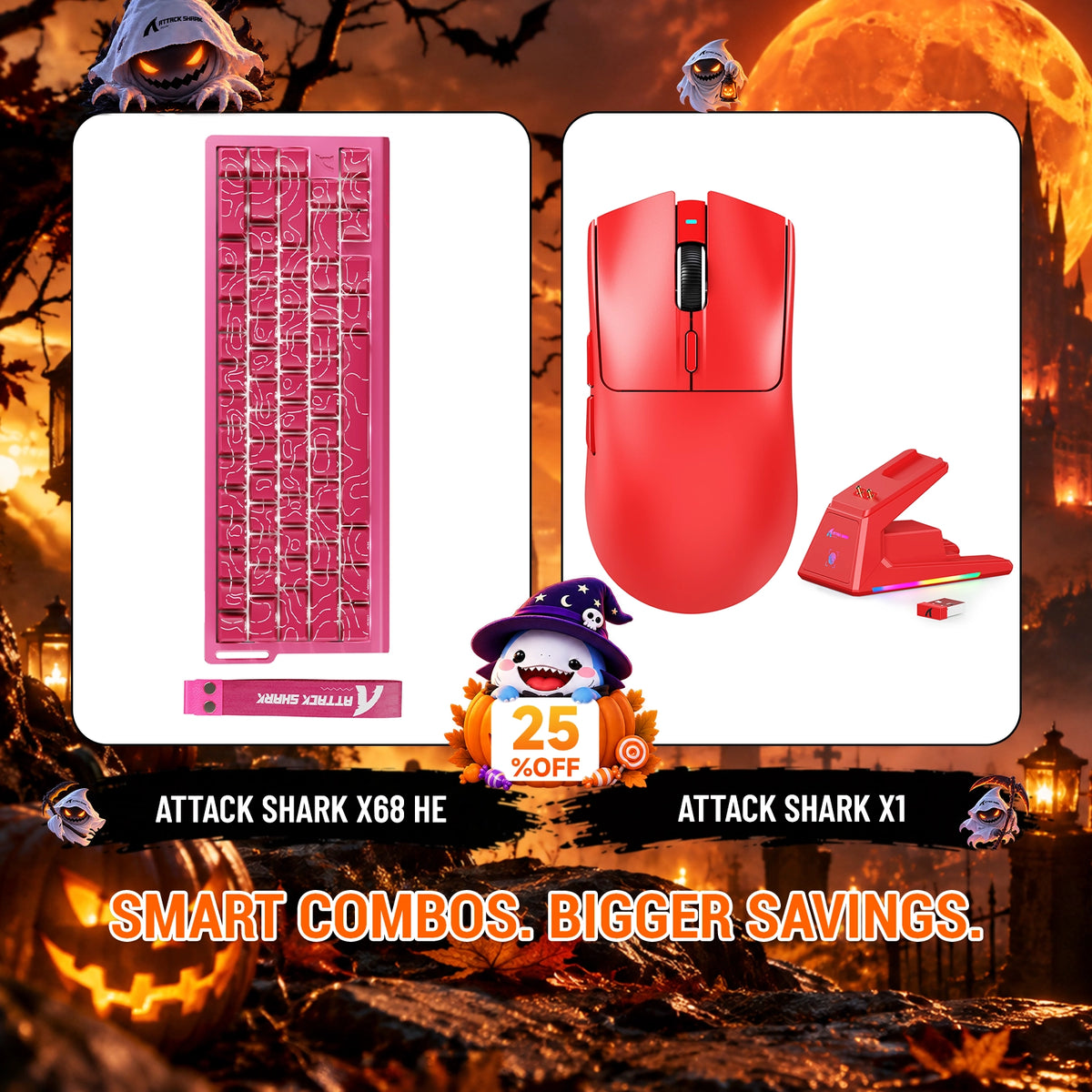 ATTACK SHARK X68HE Rapid Trigger Keyboard + X1 Wireless Gaming Mouse Bundle