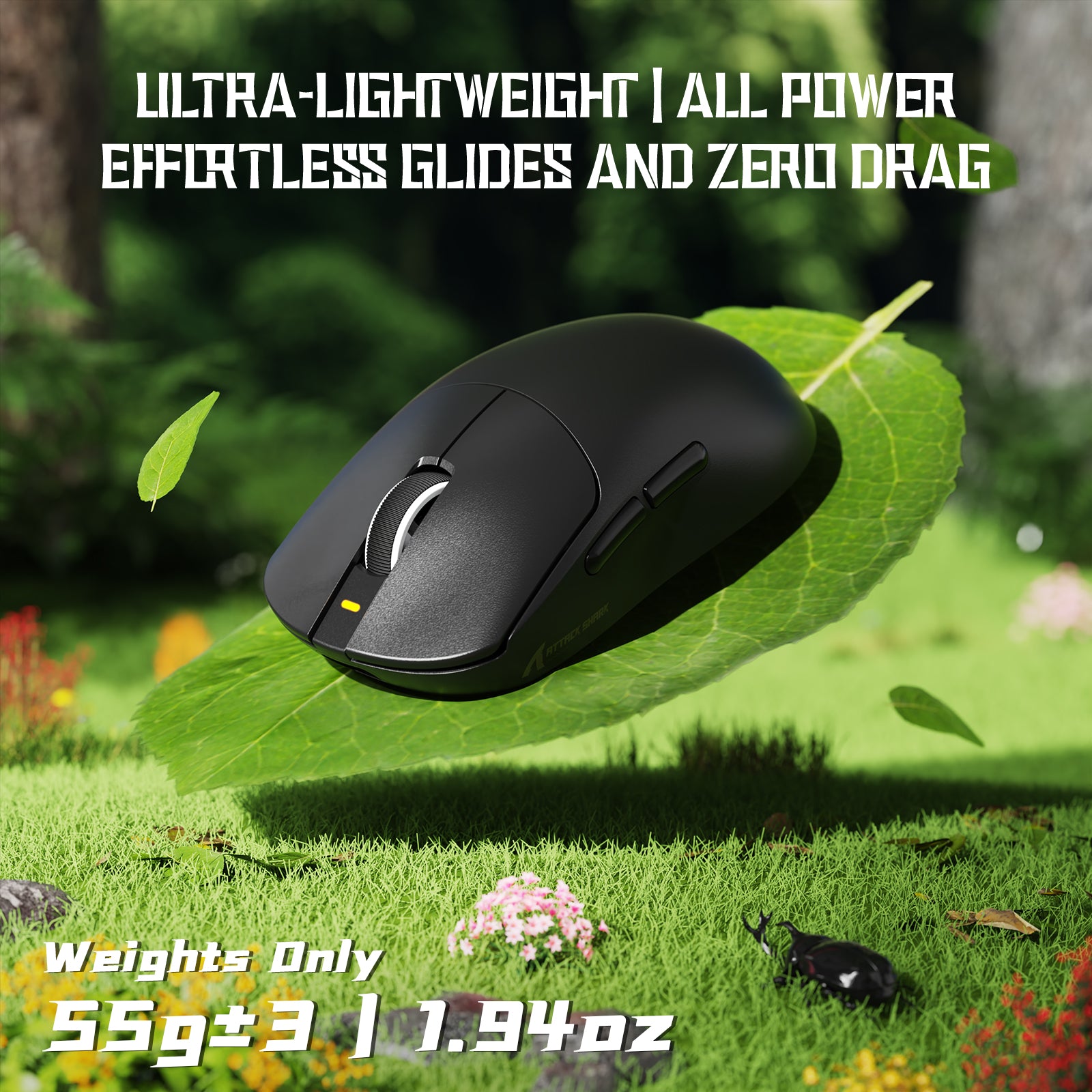 ATTACK SHARK X8SE Kabellose Tri-Mode-Gaming-Maus, 25.000 DPI, ultraleicht
