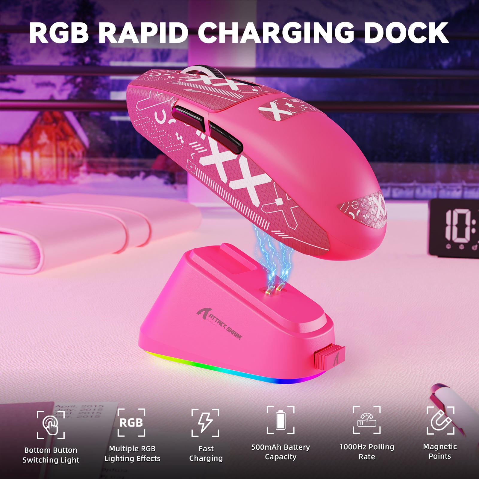 ATTACK SHARK G3PRO Tri-mode Wireless Gaming Mouse with Charge Dock 25000 DPI Ultra Lightweight