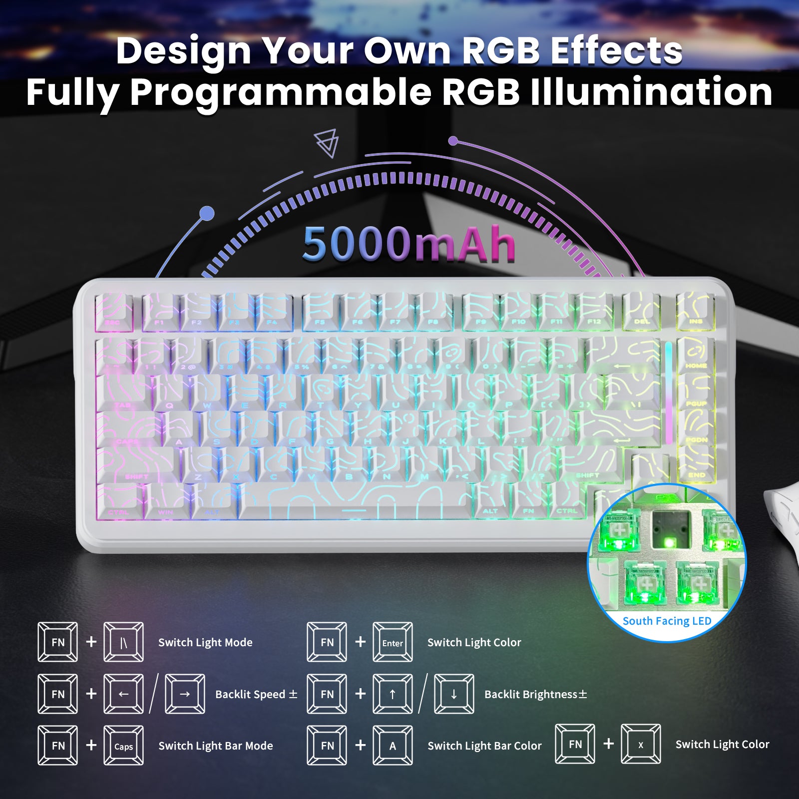 Clavier magnétique ATTACK SHARK X82PRO HE avec câble spiralé C01Ultra RGB