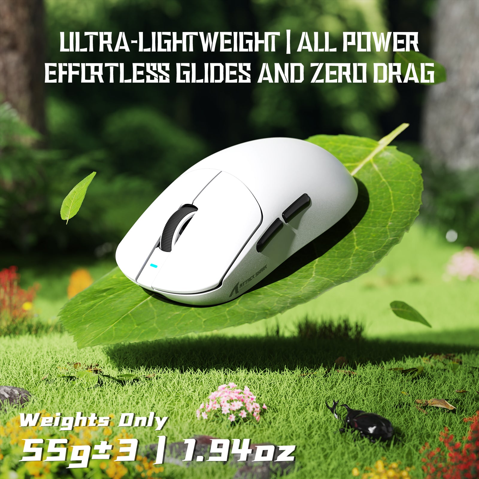 ATTACK SHARK X8SE Kabellose Tri-Mode-Gaming-Maus, 25.000 DPI, ultraleicht
