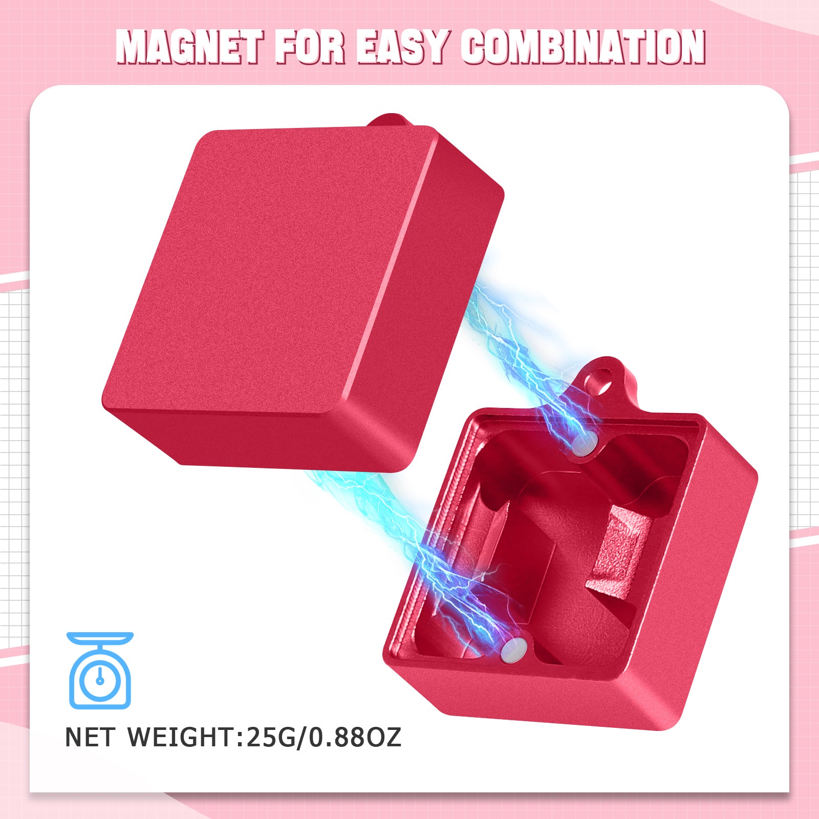 Red magnetic switch opener kit for mechanical keyboards with 25g weight.