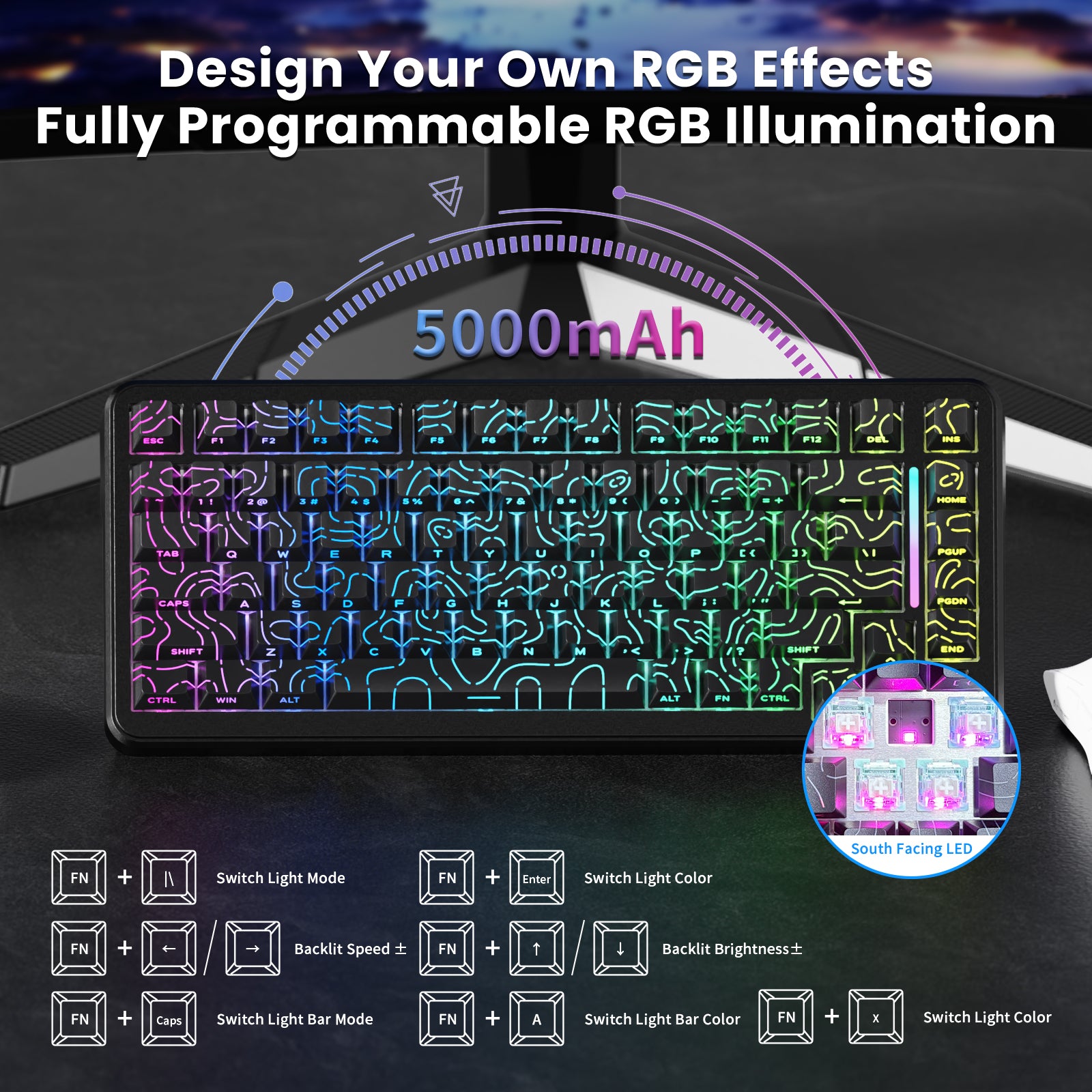 Clavier magnétique ATTACK SHARK X82PRO HE avec câble spiralé C01Ultra RGB
