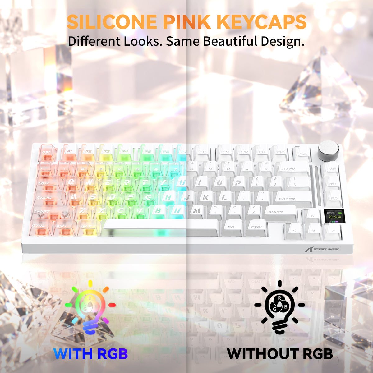 ATTACK SHARK SK07 131 Keys Prism Shine-Through Keycaps, ANSI, White
