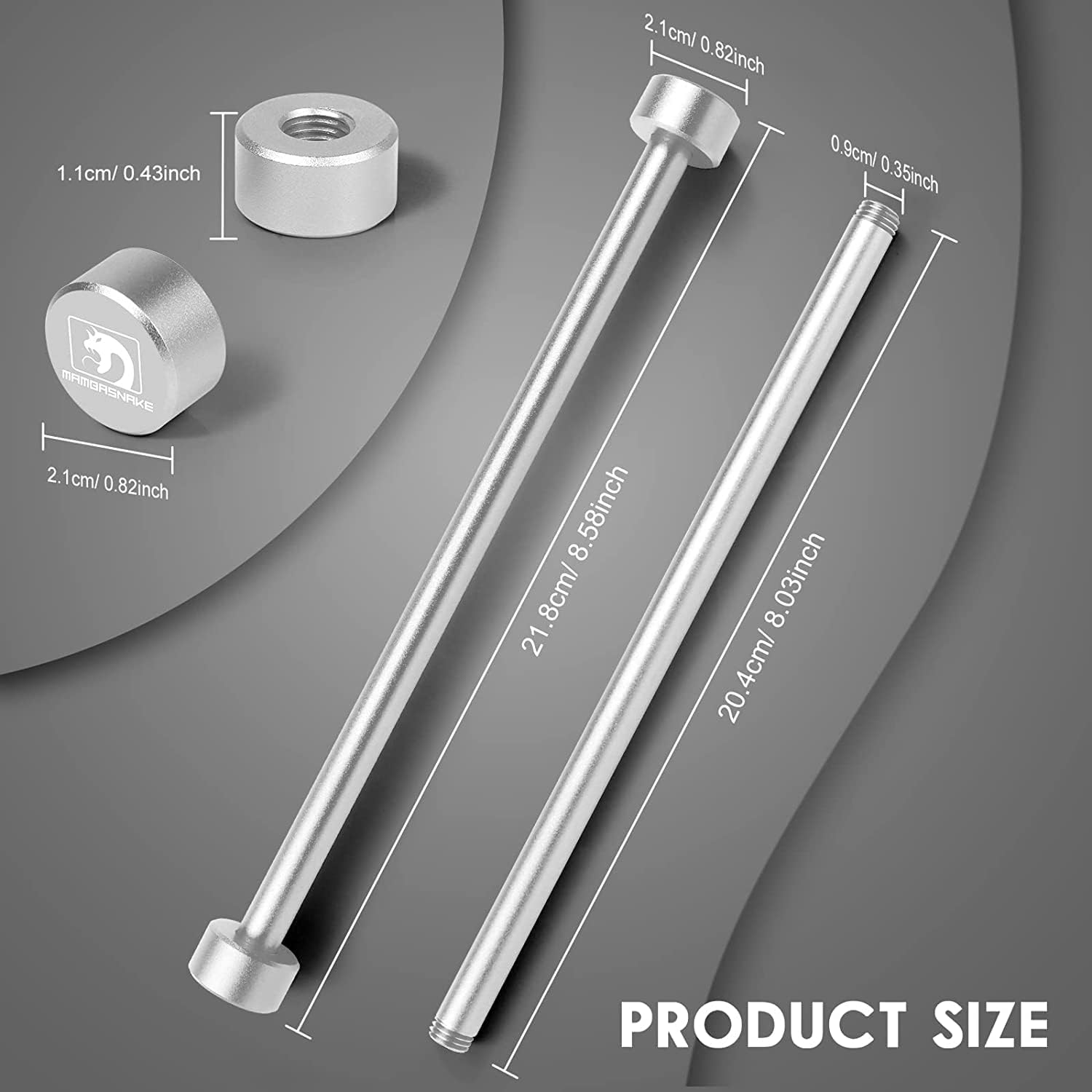 Dimensions of silver aluminum coil winder for USB C cable organization