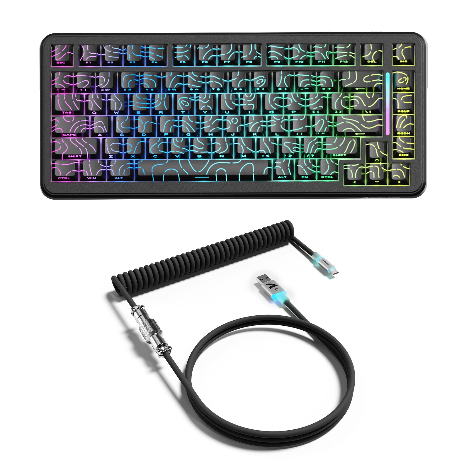 ATTACK SHARK X82PRO HE Magnetic Keyboard With C01Ultra RGB Coiled Cable