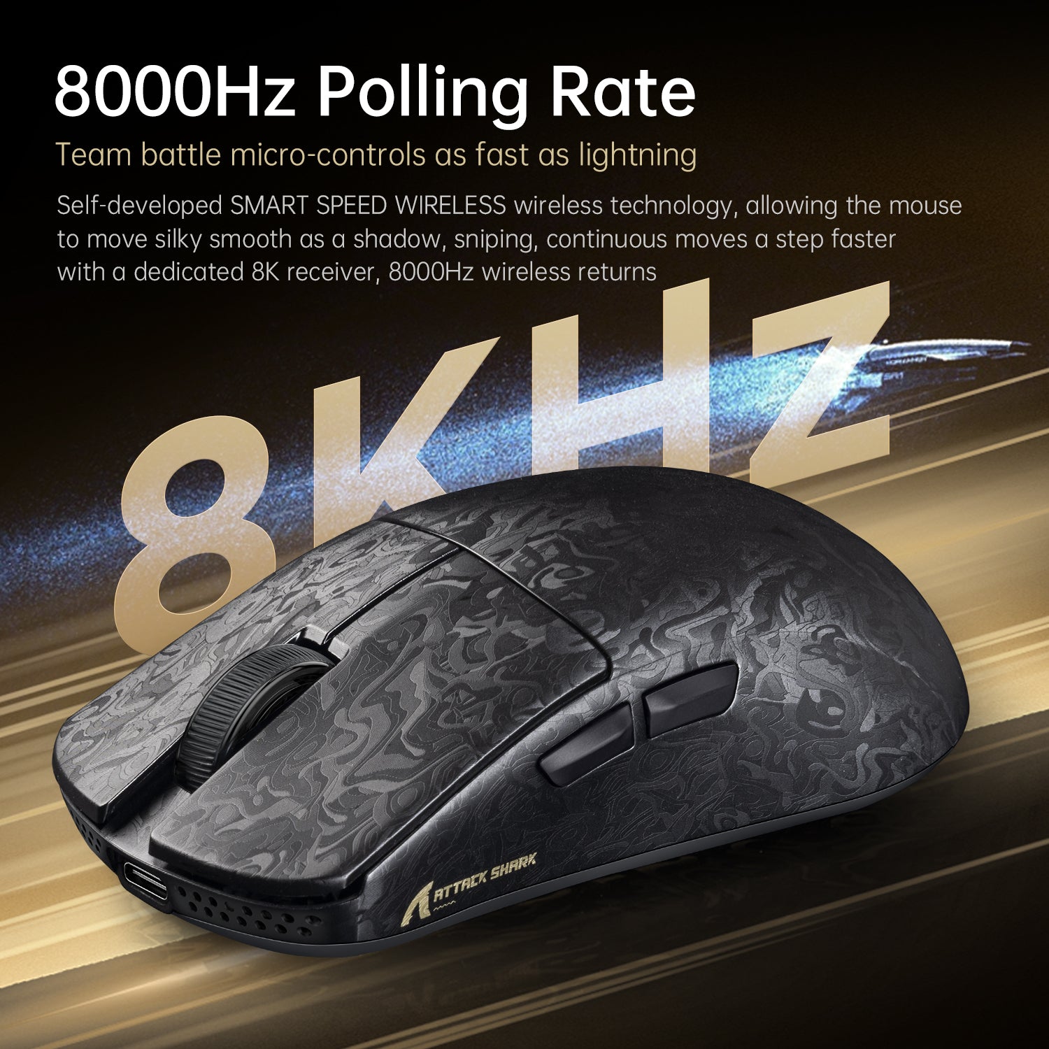 ATTACK SHARK R11 ULTRA Carbon Fiber Wireless 8K PAW3950MAX Gaming Mouse