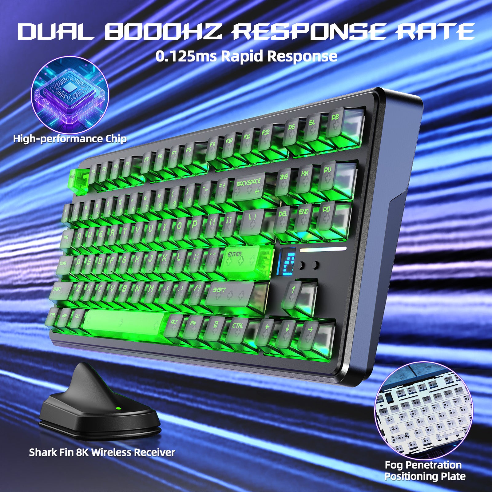 ATTACK SHARK X87 ULTRA 무선 게이밍 키보드 8KHz 수신기 및 RGB 코일 케이블 포함