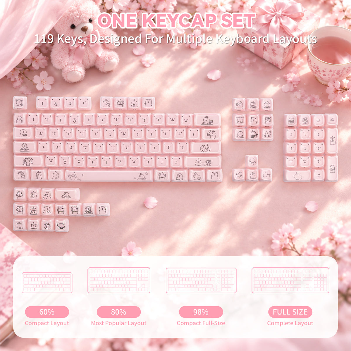 ATTACK SHARK SK05 118/119 Keys PBT Keycaps, MOA, ANSI