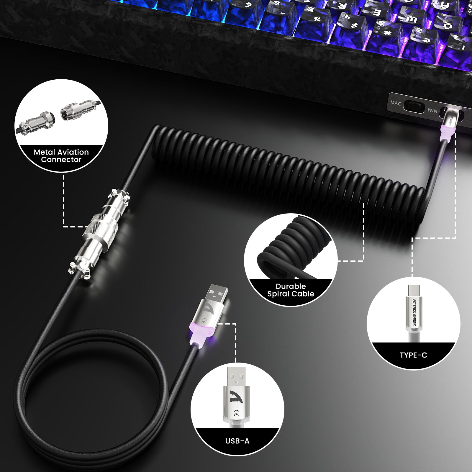 ATTACK SHARK R68 HE & X11 ULTRA Bundle gaming in fibra di carbonio con cavo a spirale C01 ULTRA