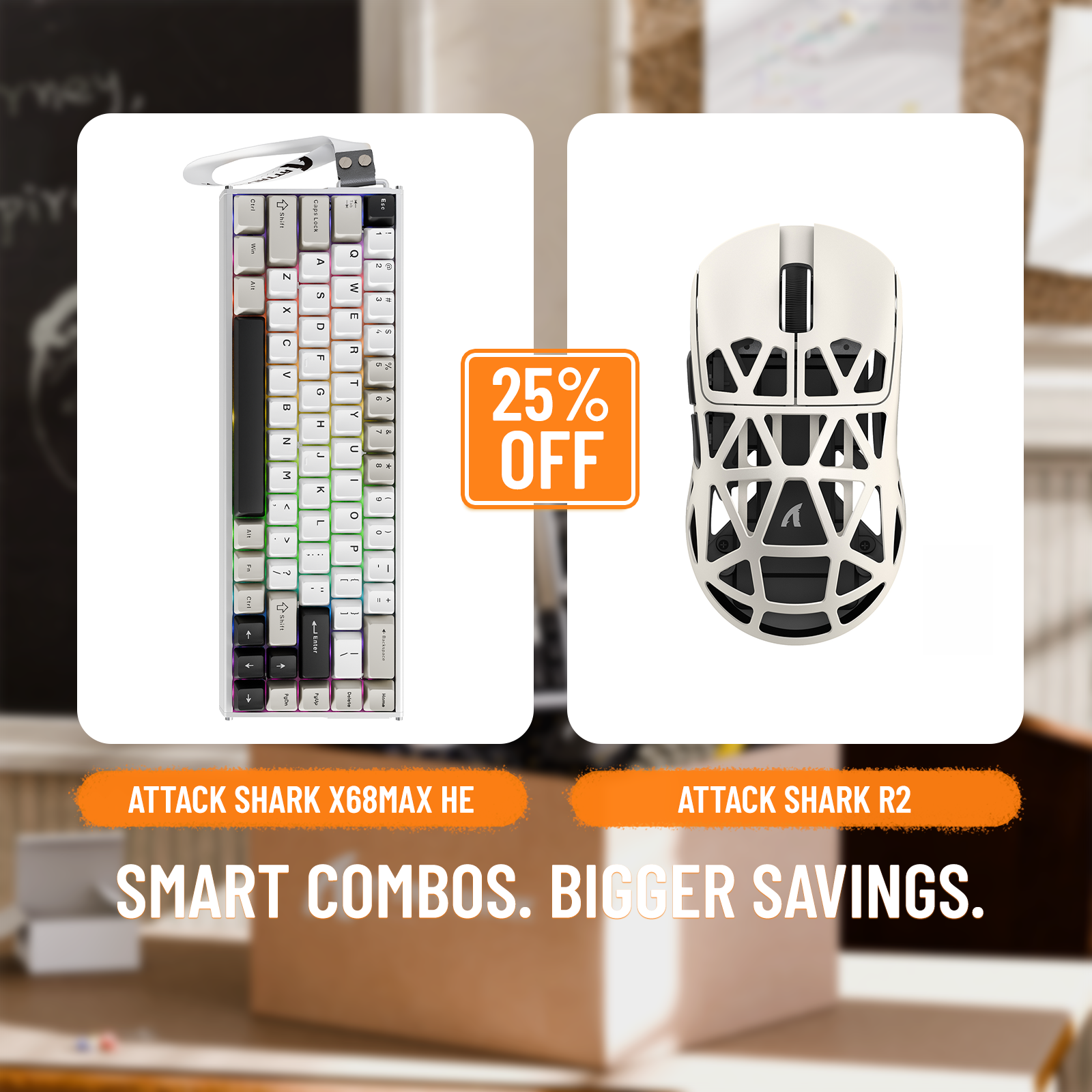 ATTACK SHARK X68MAX HE Rapid Trigger Aluminum Keyboard + R2 Magnesium Alloy Wireless Gaming Mouse Bundle