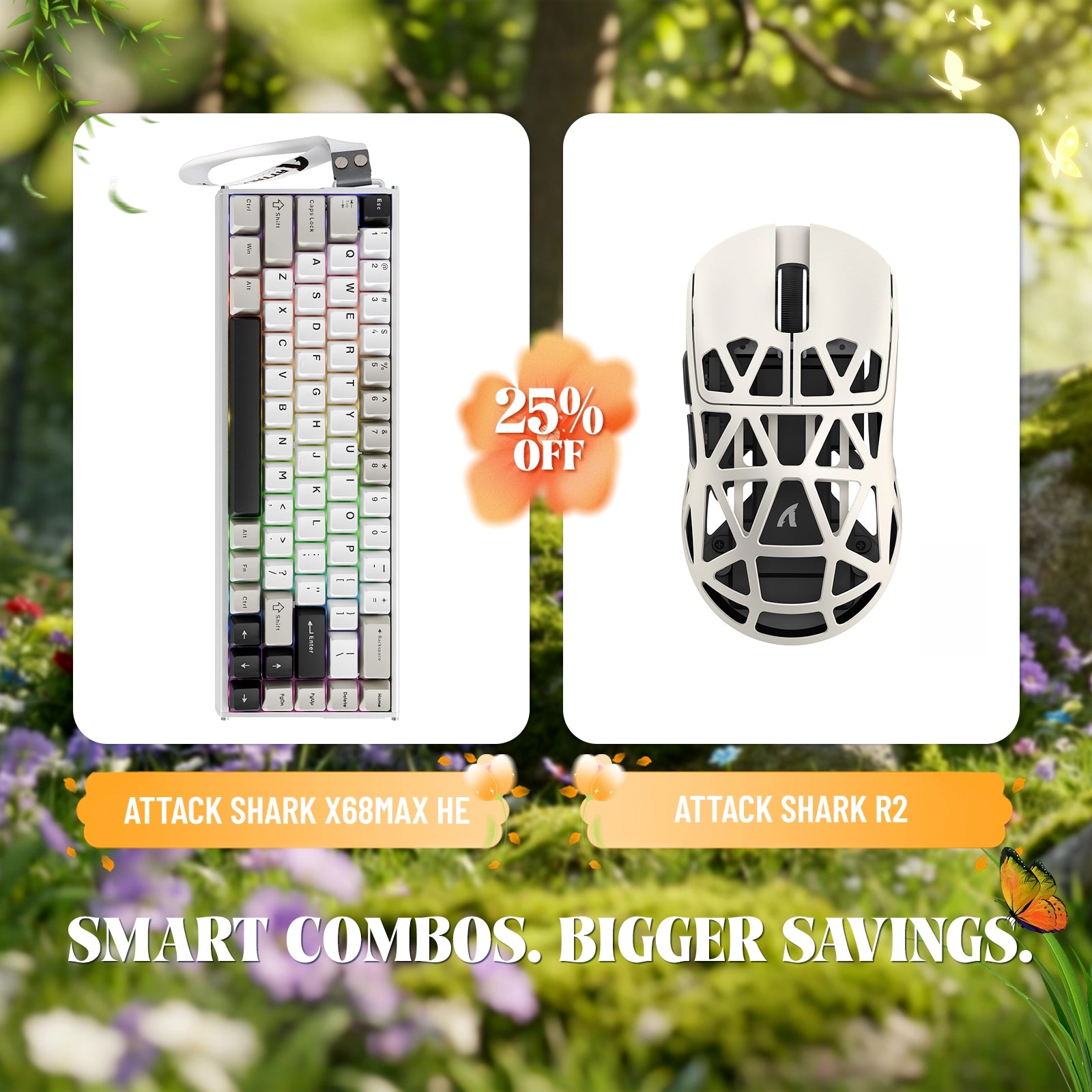 ATTACK SHARK X68MAX HE Rapid Trigger Aluminum Keyboard + R2 Magnesium Alloy Wireless Gaming Mouse Bundle