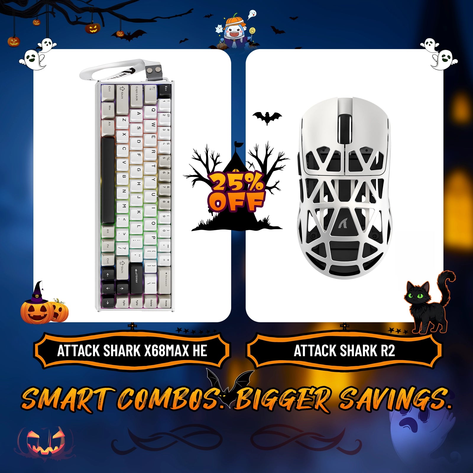 ATTACK SHARK X68MAX HE Rapid Trigger Aluminium-Tastatur + R2 Kabellose Gaming-Maus aus Magnesiumlegierung im Bundle