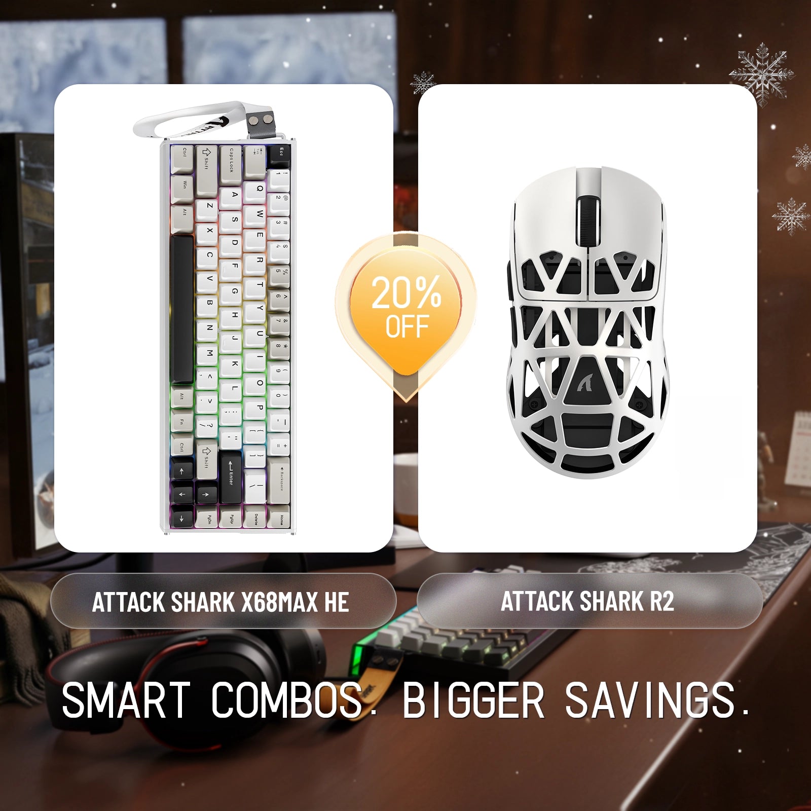 ATTACK SHARK X68MAX HE Rapid Trigger Aluminum Keyboard + R2 Magnesium Alloy Wireless Gaming Mouse Bundle