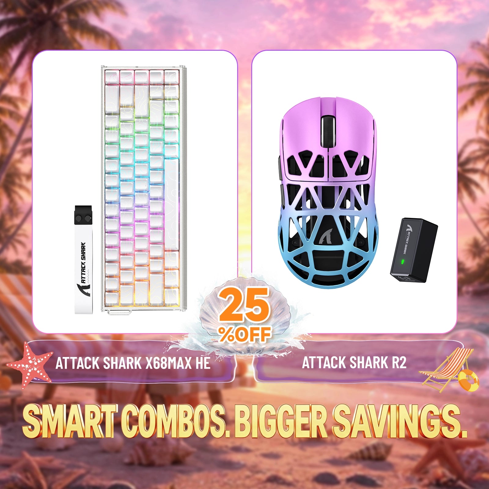 ATTACK SHARK X68MAX HE Klawiatura z szybkim wyzwalaczem z aluminium + zestaw bezprzewodowej myszy do gier z stopu magnezu R2