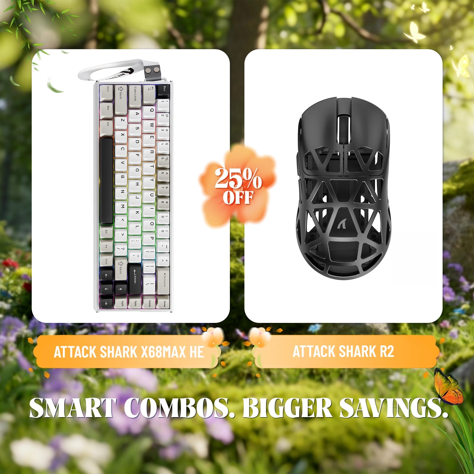 ATTACK SHARK X68MAX HE Rapid Trigger Aluminum Keyboard + R2 Magnesium Alloy Wireless Gaming Mouse Bundle