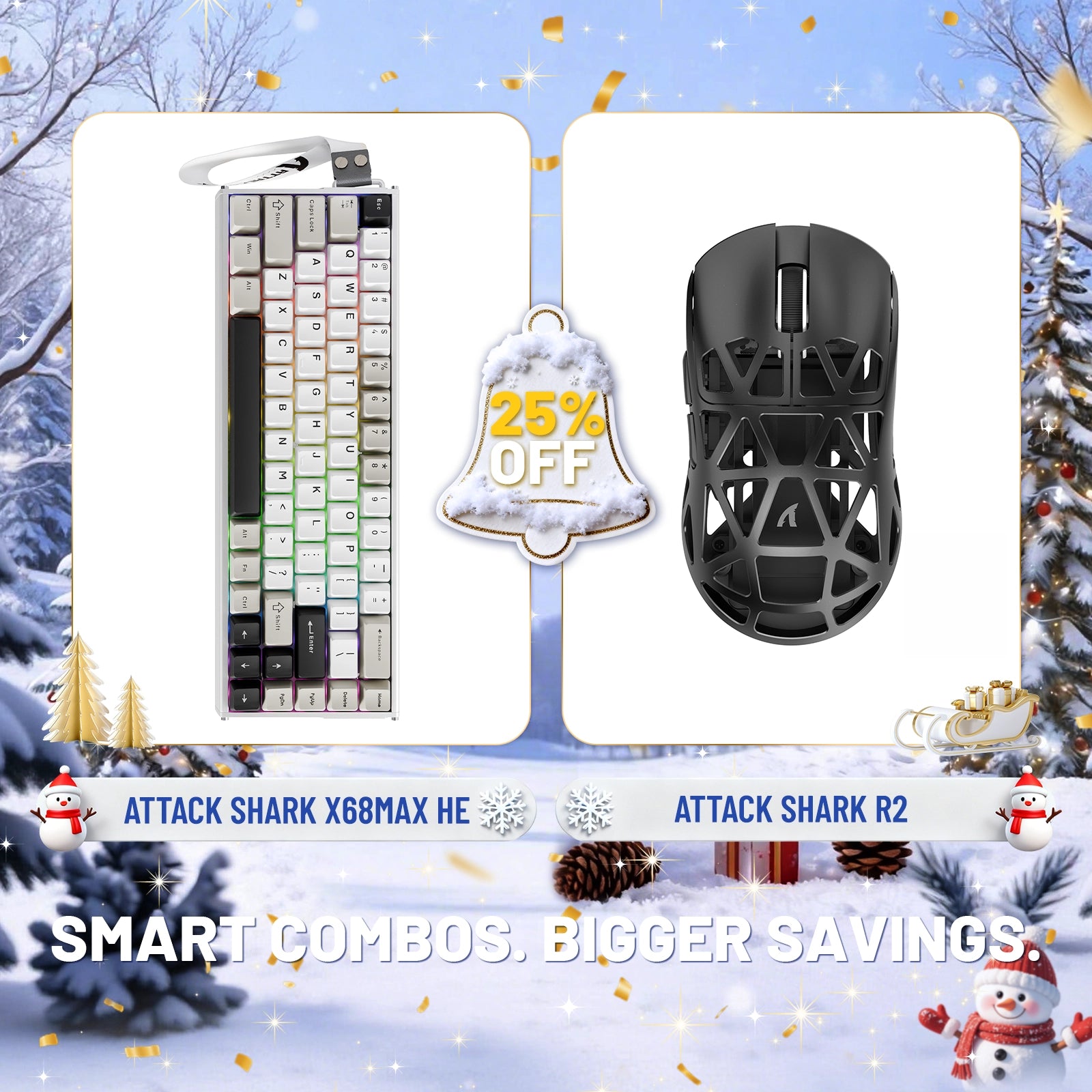 ATTACK SHARK X68MAX HE Rapid Trigger Aluminum Keyboard + R2 Magnesium Alloy Wireless Gaming Mouse Bundle