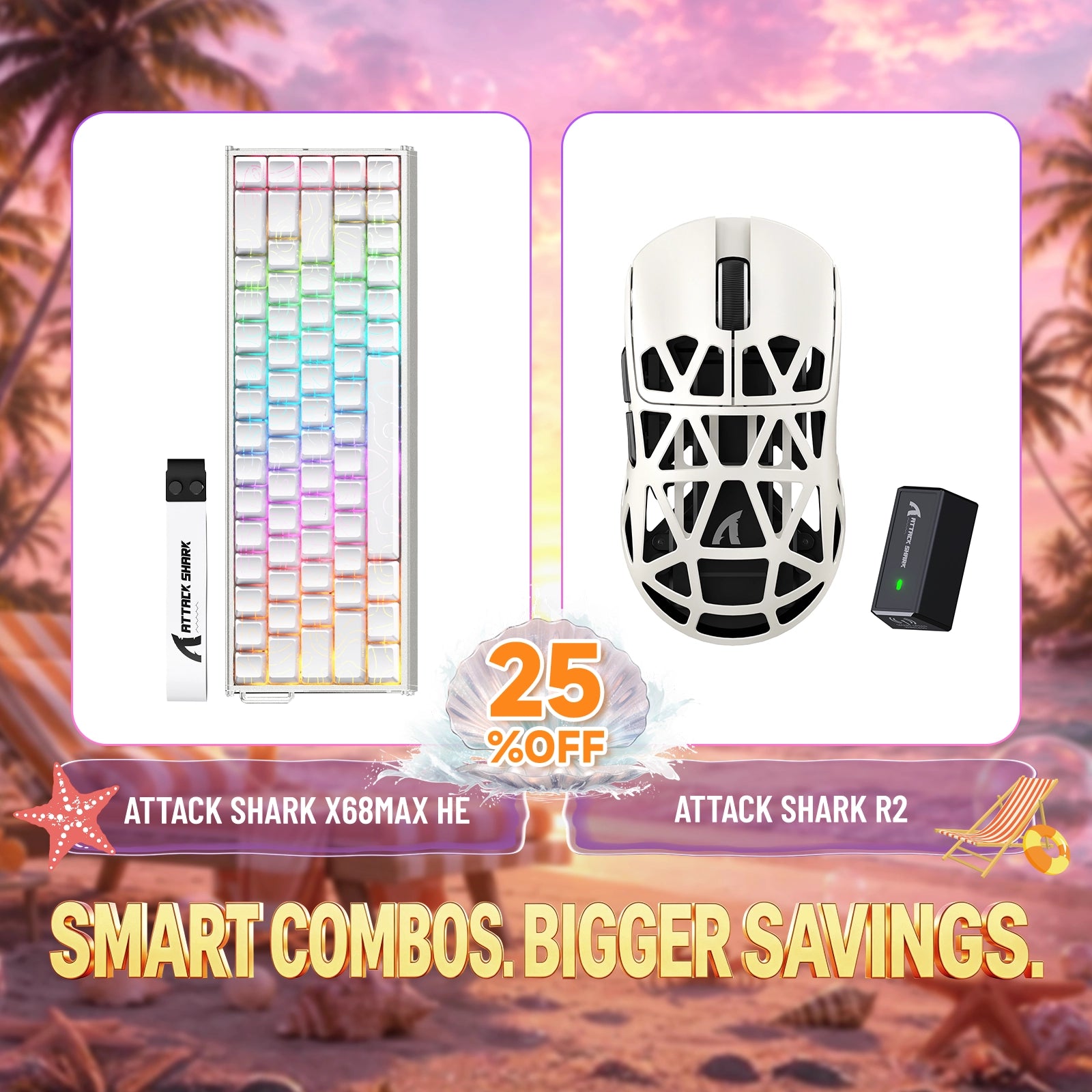 ATTACK SHARK X68MAX HE Klawiatura z szybkim wyzwalaczem z aluminium + zestaw bezprzewodowej myszy do gier z stopu magnezu R2