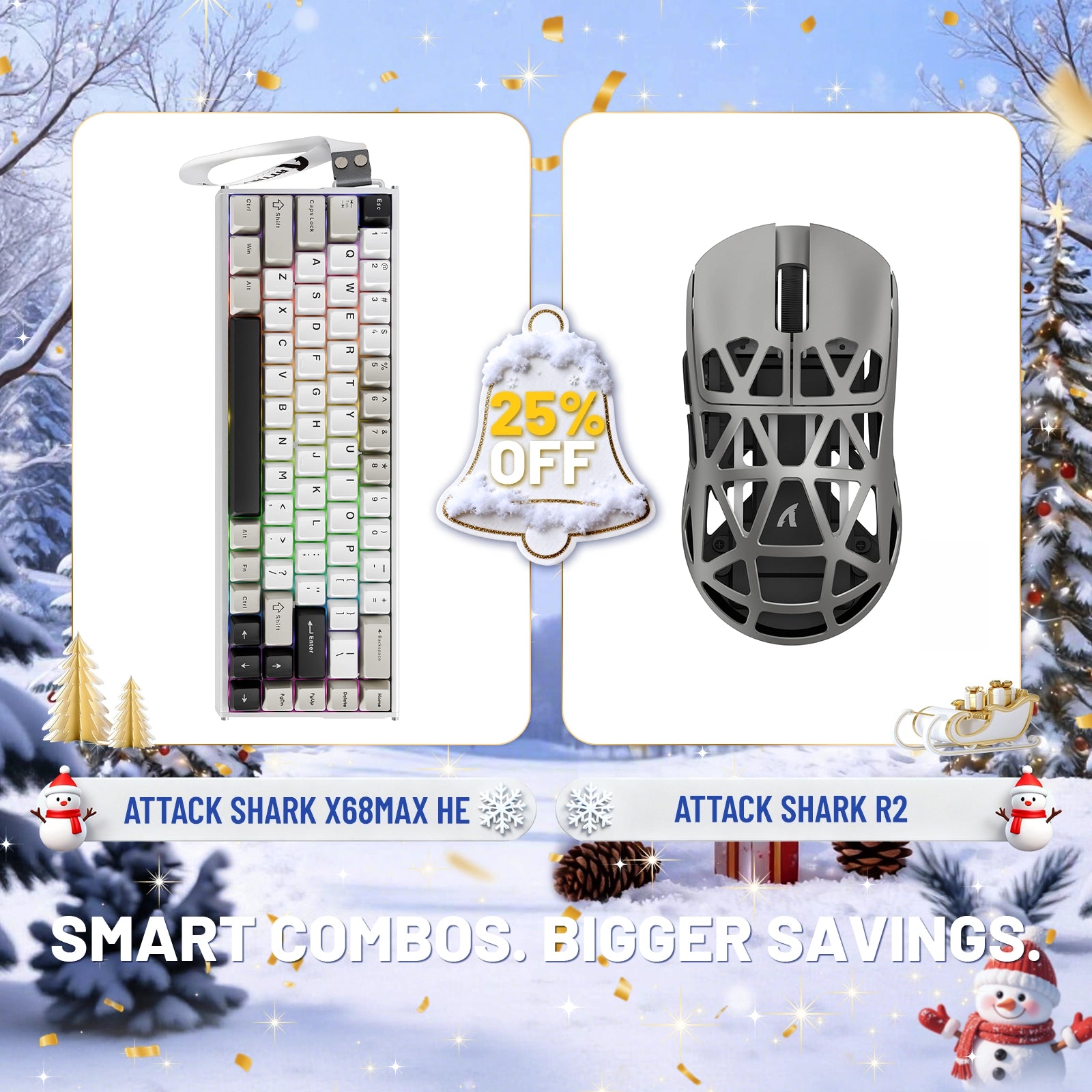 ATTACK SHARK X68MAX HE Rapid Trigger Aluminum Keyboard + R2 Magnesium Alloy Wireless Gaming Mouse Bundle