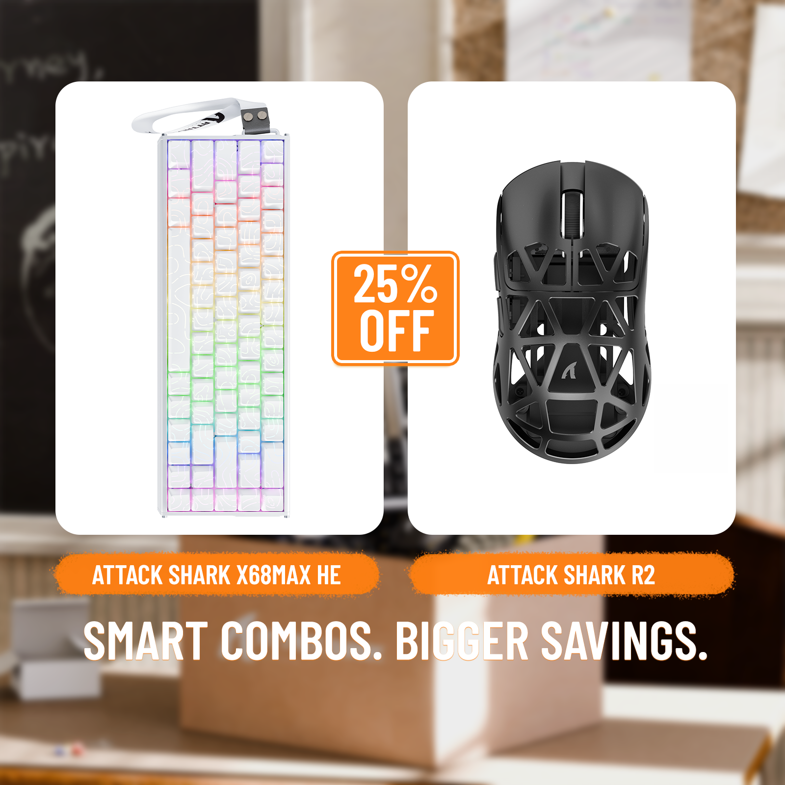 ATTACK SHARK X68MAX HE Rapid Trigger Aluminum Keyboard + R2 Magnesium Alloy Wireless Gaming Mouse Bundle