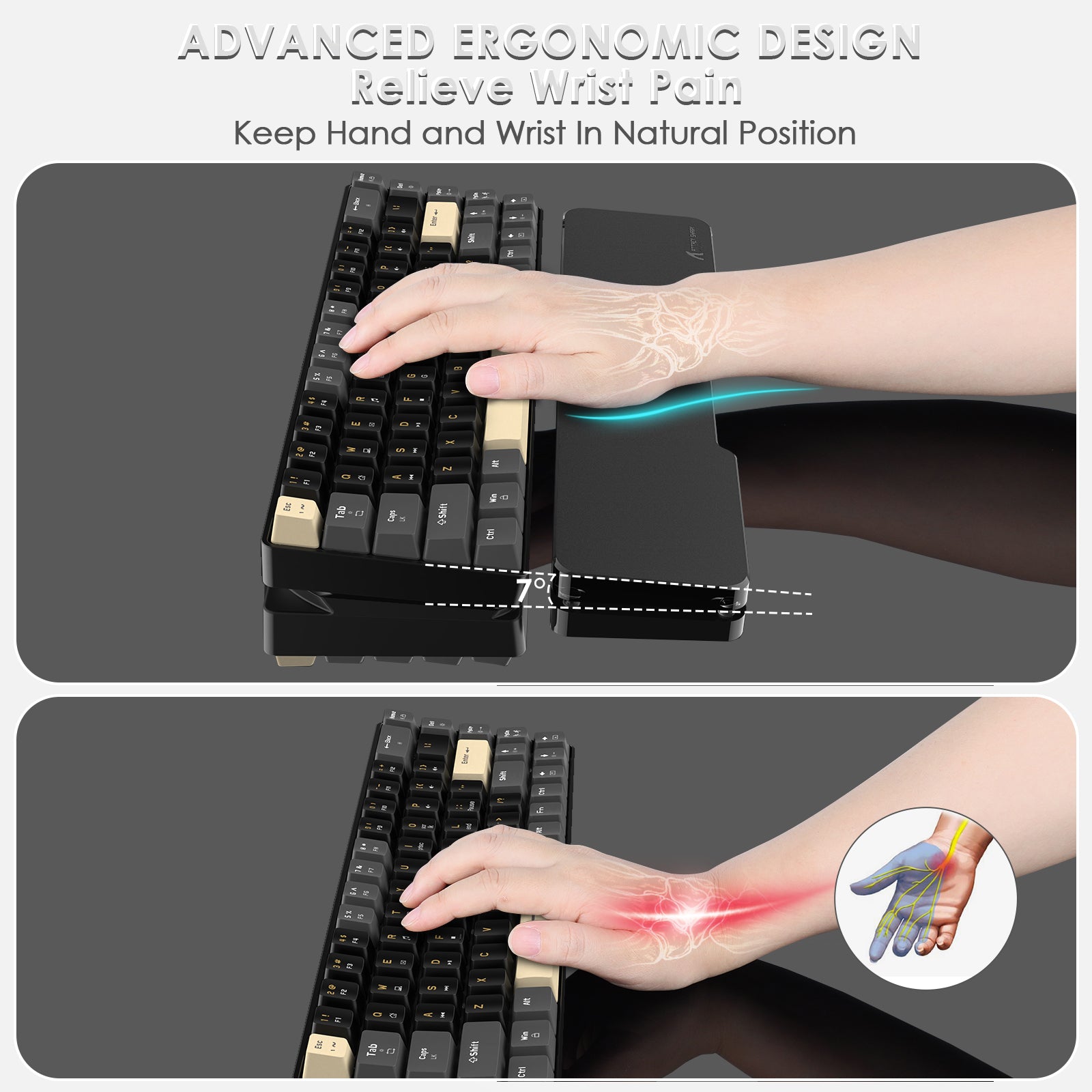 ATTACK SHARK Black Acrylic Wrist Rest