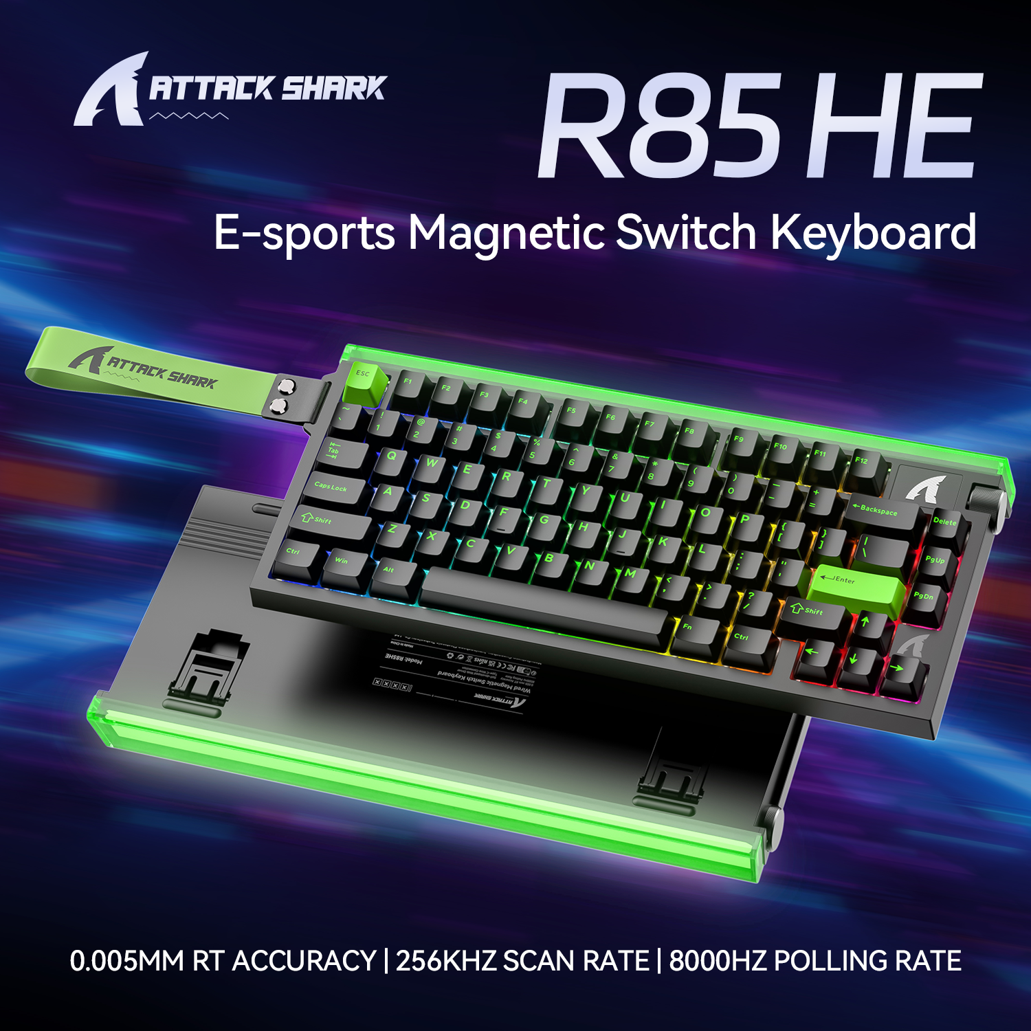 Clavier à déclenchement rapide ATTACK SHARK R85 HE avec interrupteur magnétique et caisson lumineux personnalisé