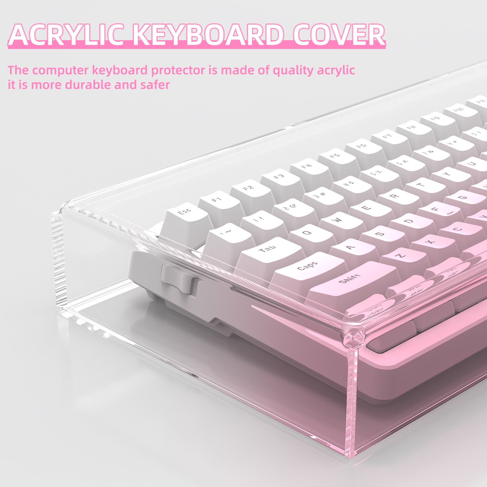 Durable acrylic keyboard cover for 98 keys, emphasizing safety and visibility.