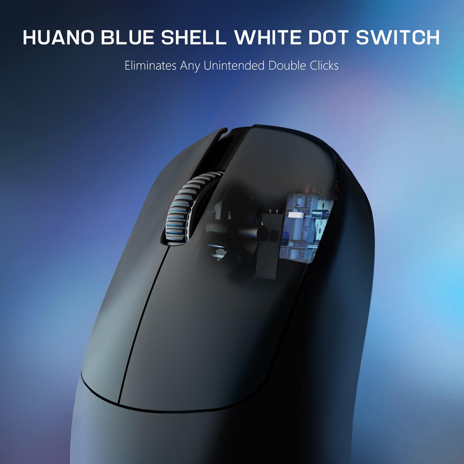 AJAZZ AJ099 mouse with Huano blue shell switch to prevent double clicks.