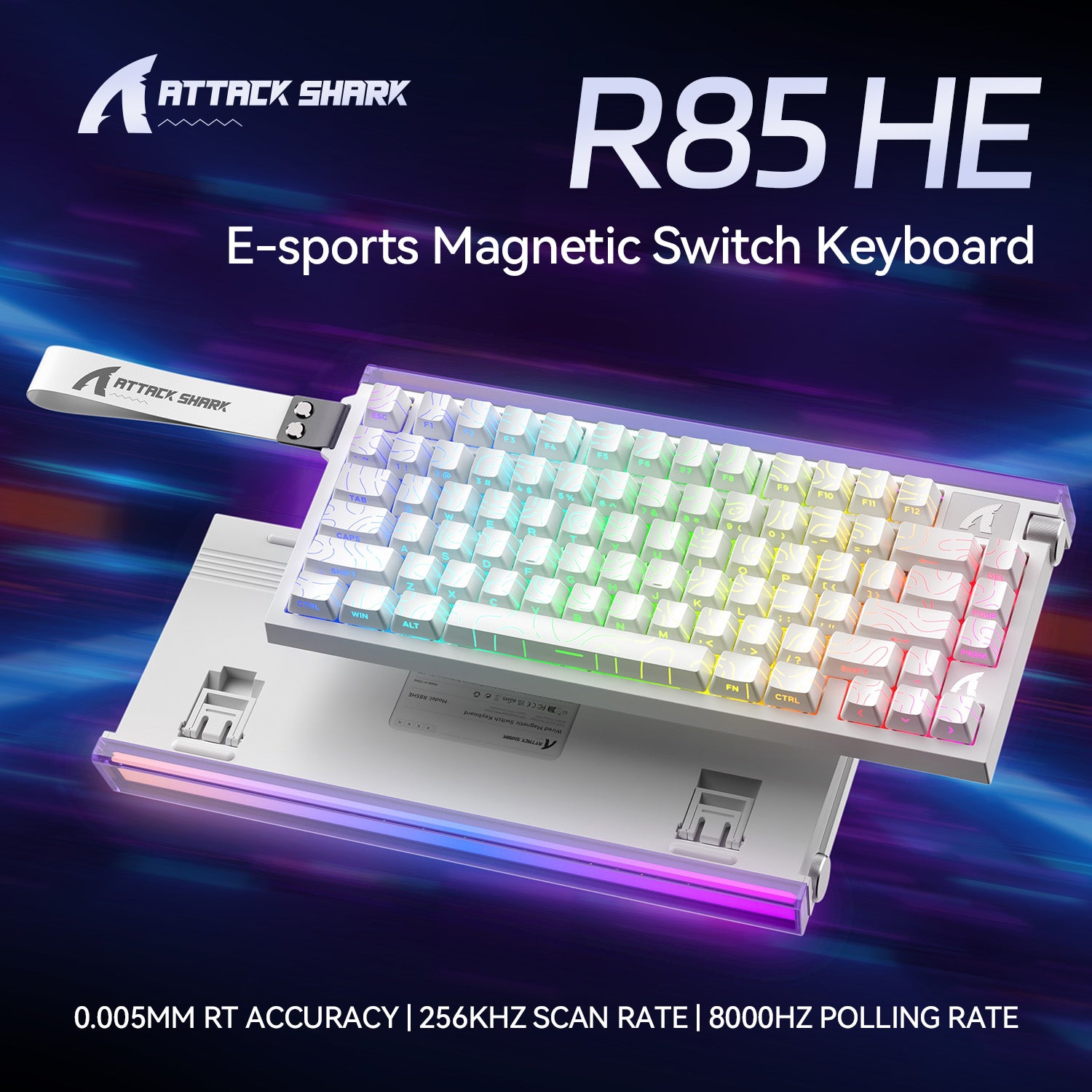 Clavier à déclenchement rapide ATTACK SHARK R85 HE avec interrupteur magnétique et caisson lumineux personnalisé